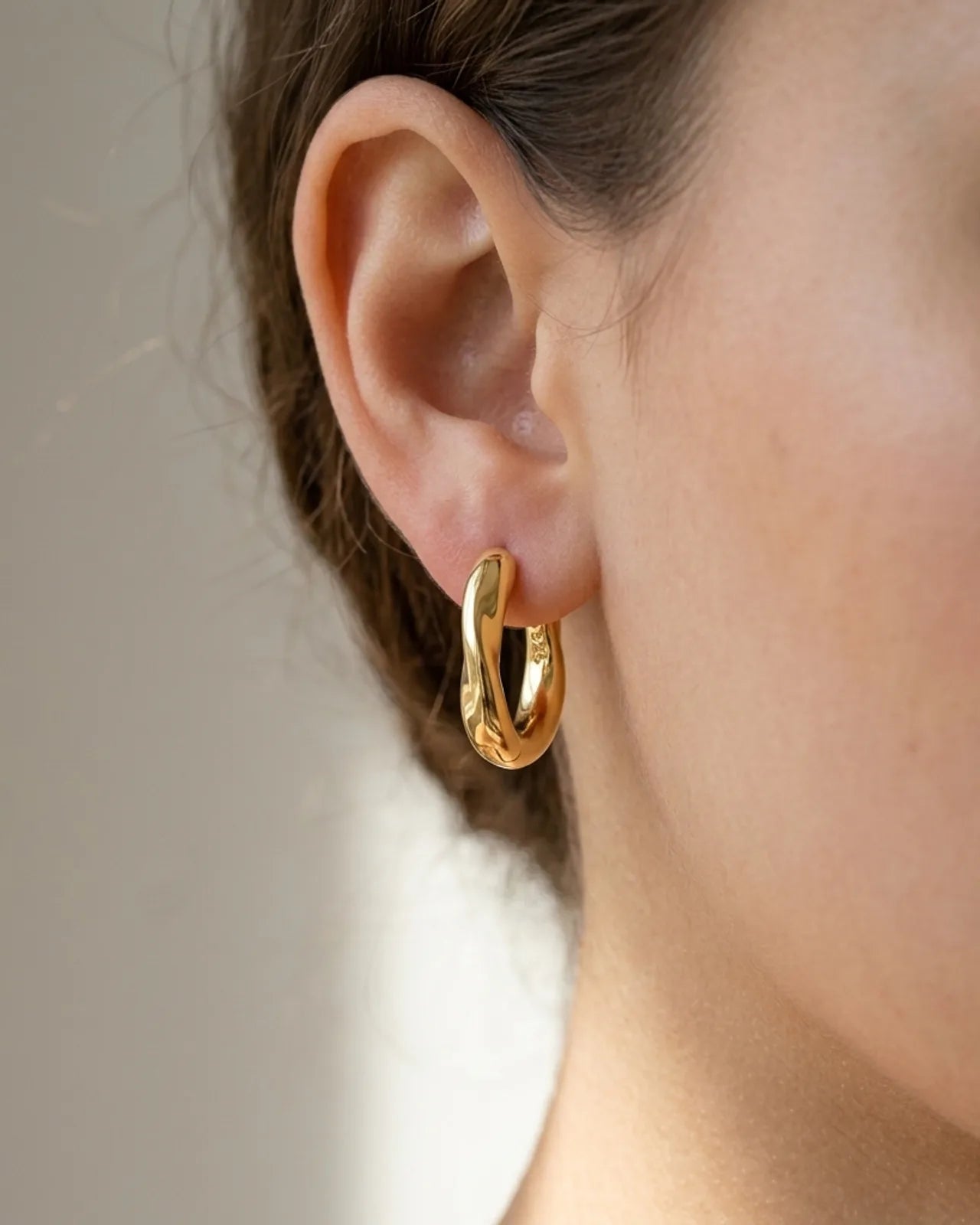 17mm Soft Twist Huggie Earrings in Silver or Gold