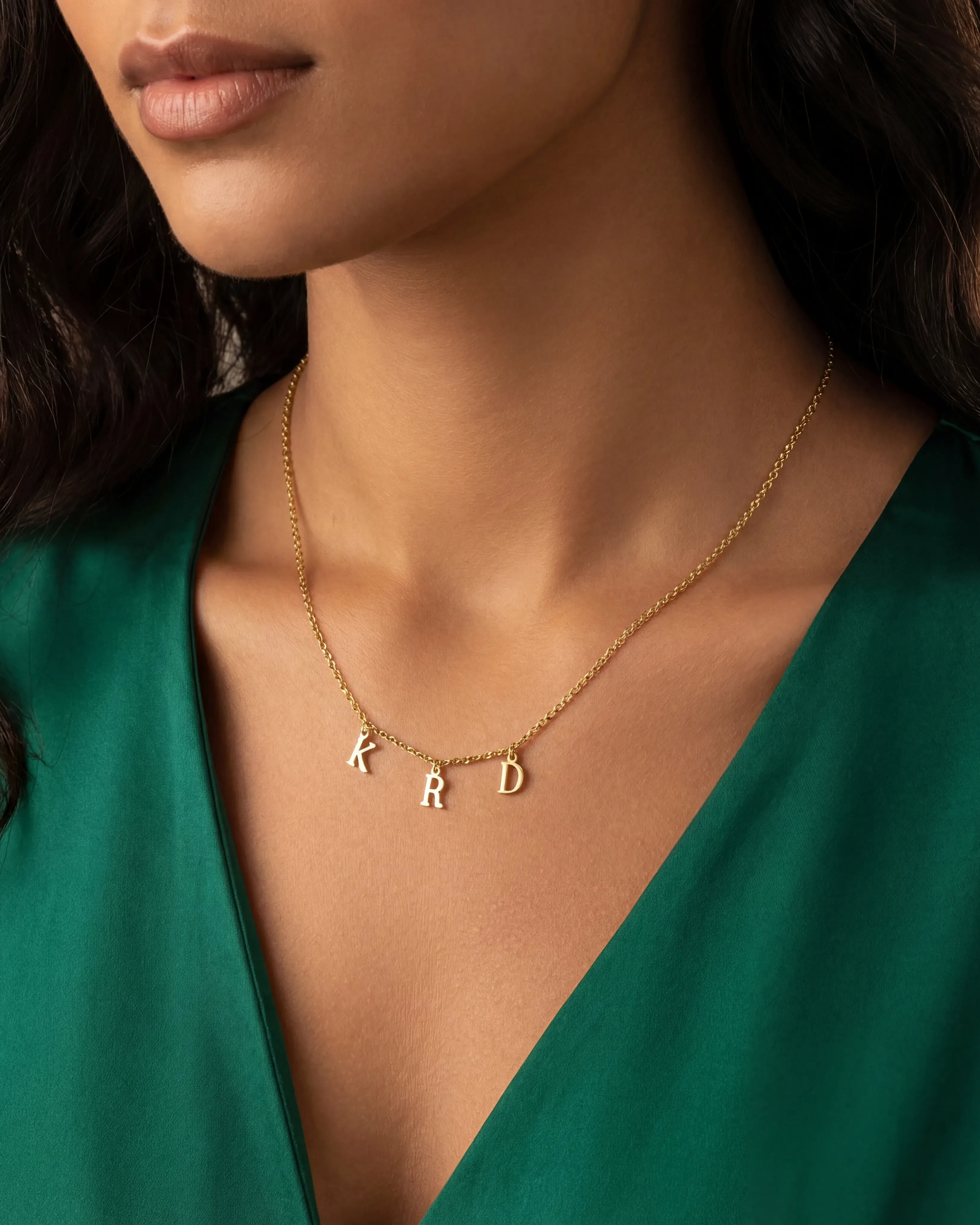 Necklace 18ct Gold / 18" Inches Triple Initial Necklace HBD