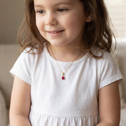 Kids Birthstone Necklace - Children's Birthstone Necklace in Sterling Silver