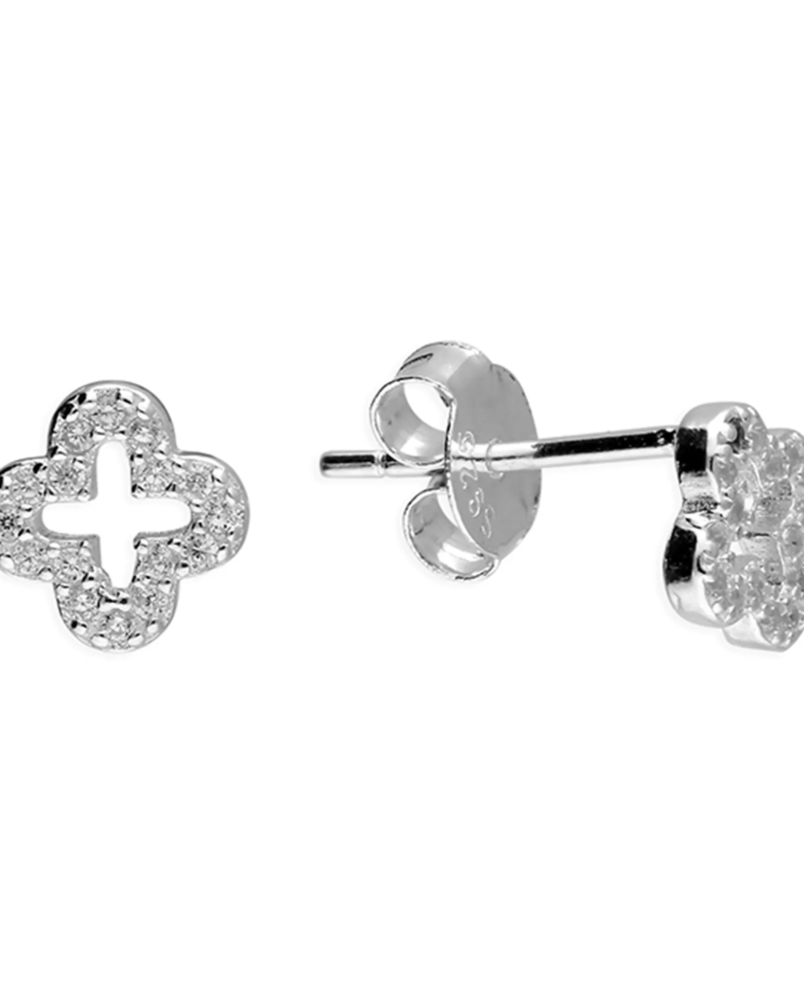 Cubic Zirconia Open Clover Studs
