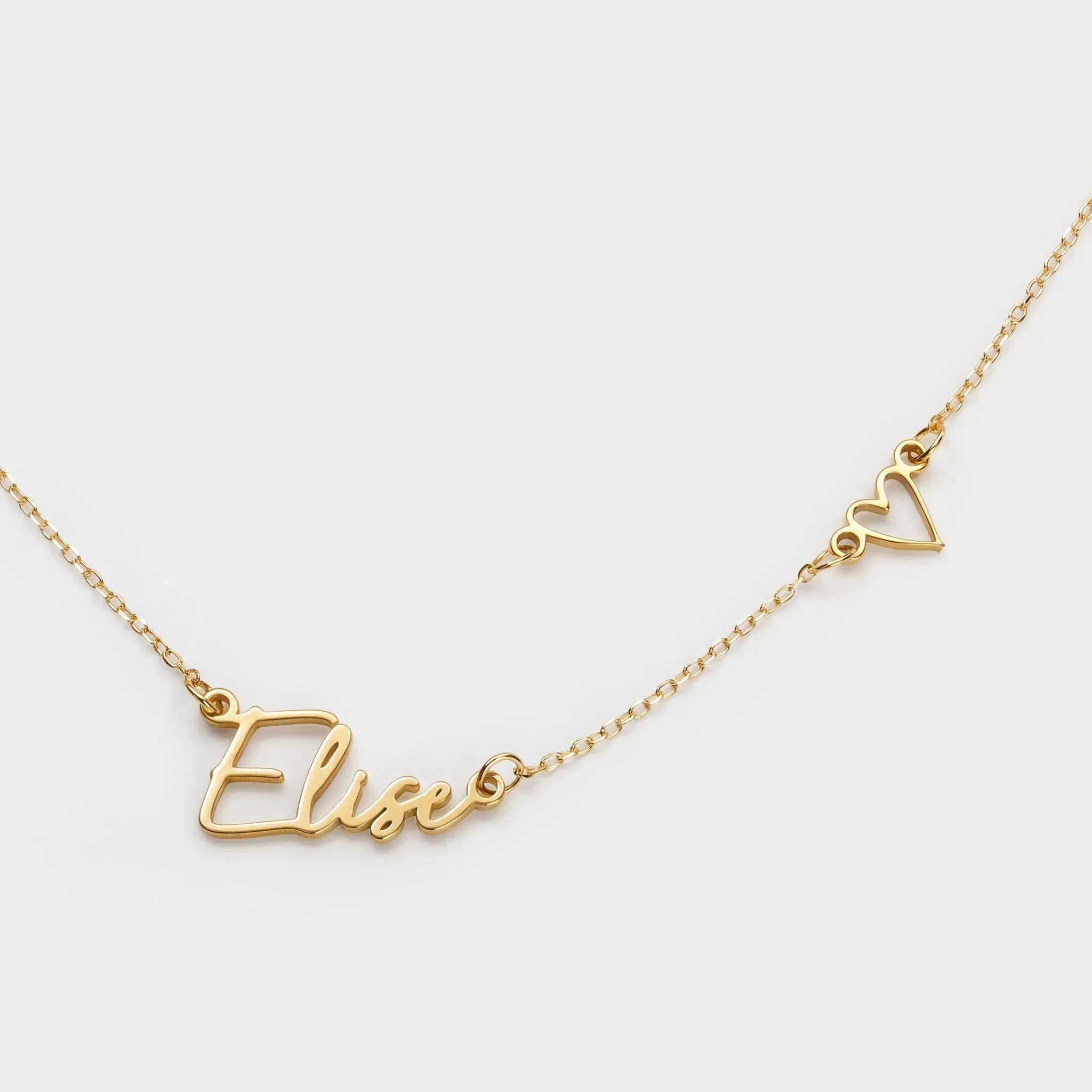 Personalised Name & Heart Necklace – Custom Gold, Silver & Vermeil Jewellery
