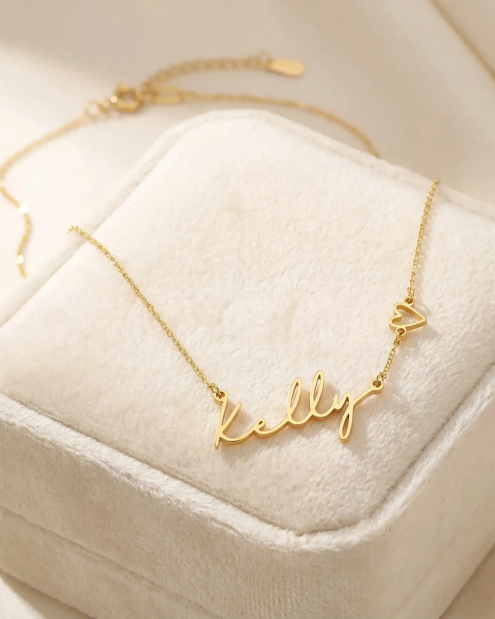 Personalised Name & Heart Necklace – Custom Gold, Silver & Vermeil Jewellery