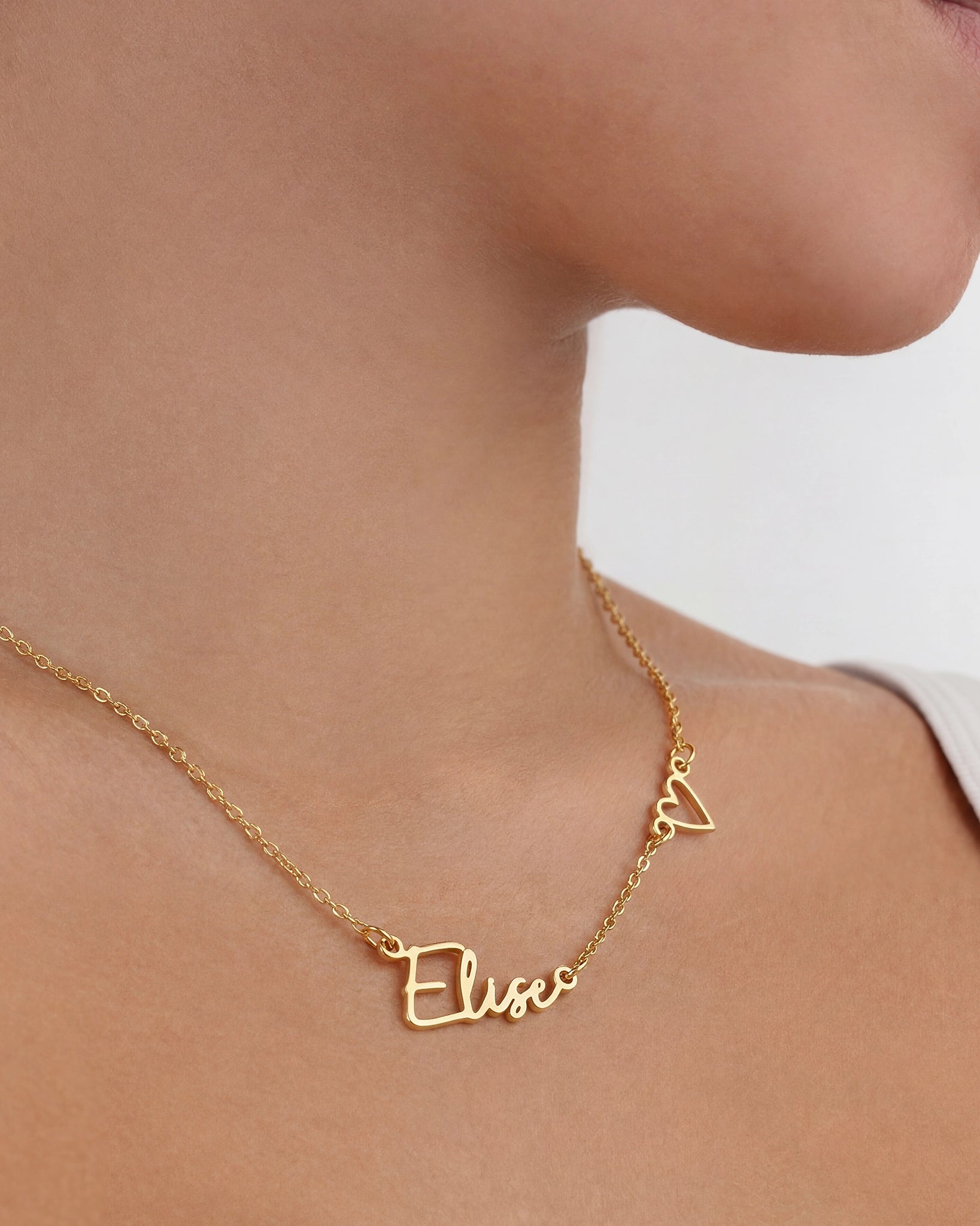 Personalised Name & Heart Necklace – Custom Gold, Silver & Vermeil Jewellery