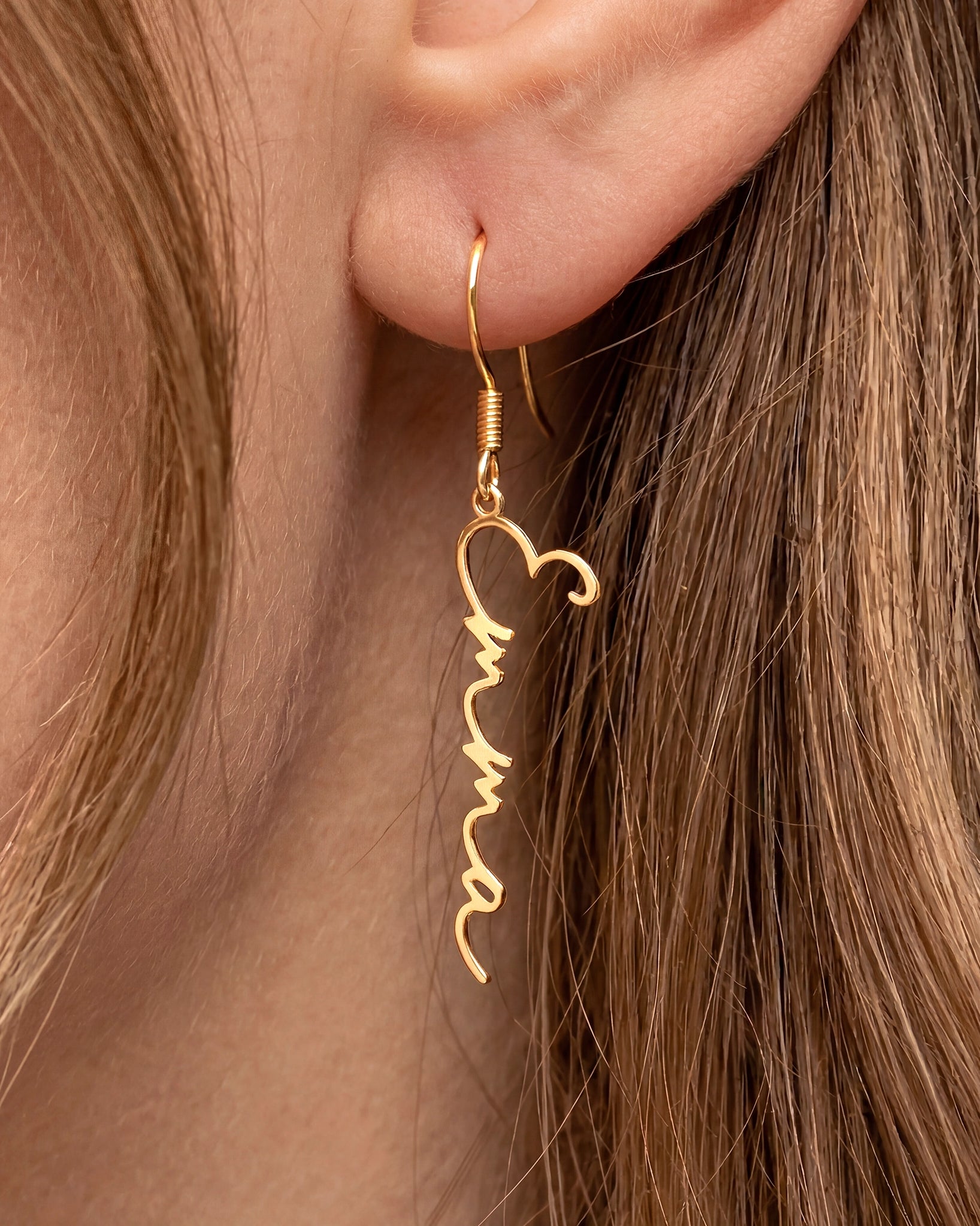 Personalised Name or Custom Word Earrings in Gold & Silver