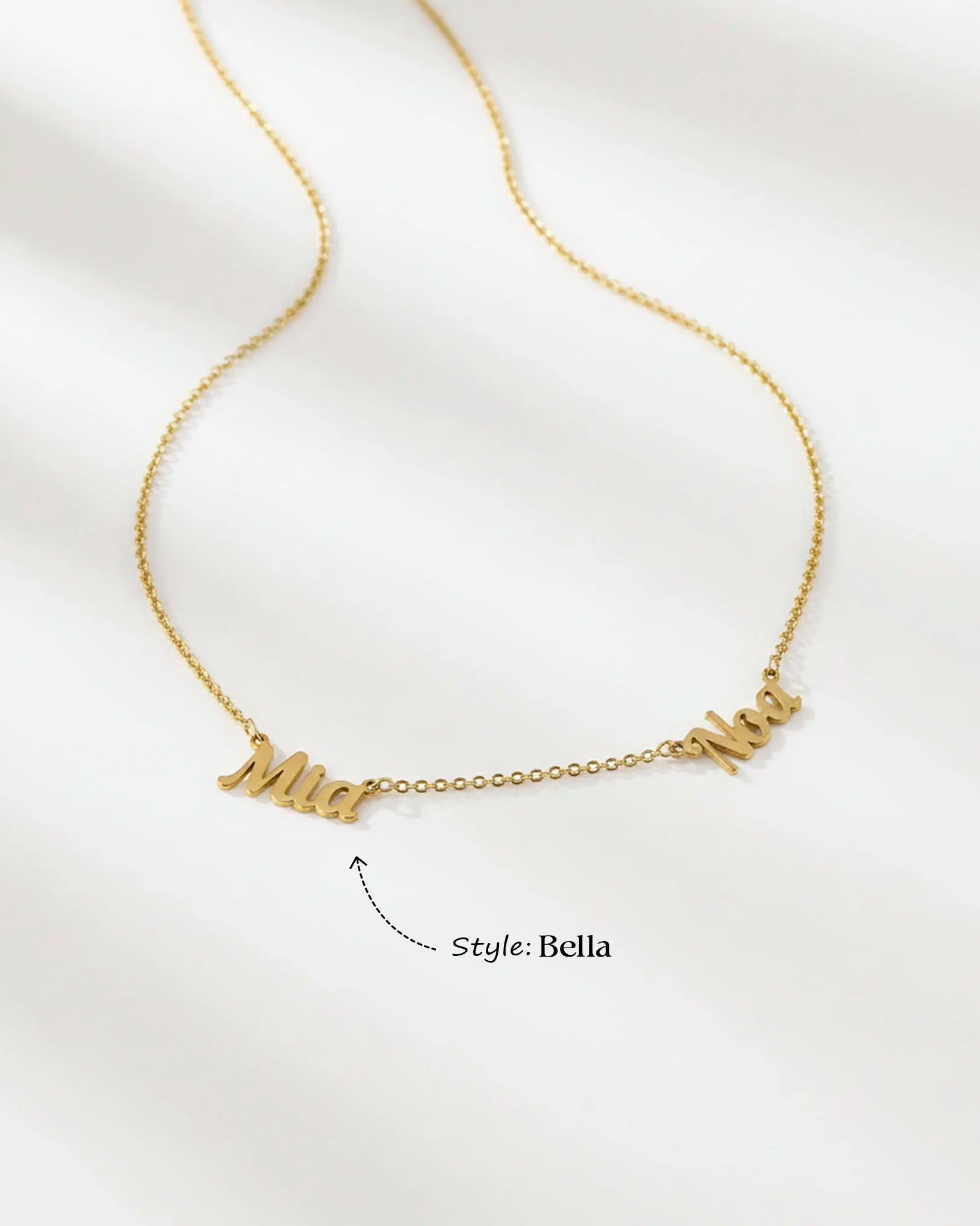 Kids Double Name Necklace – Children’s Personalised Multiple Name Gift in Gold & Silver