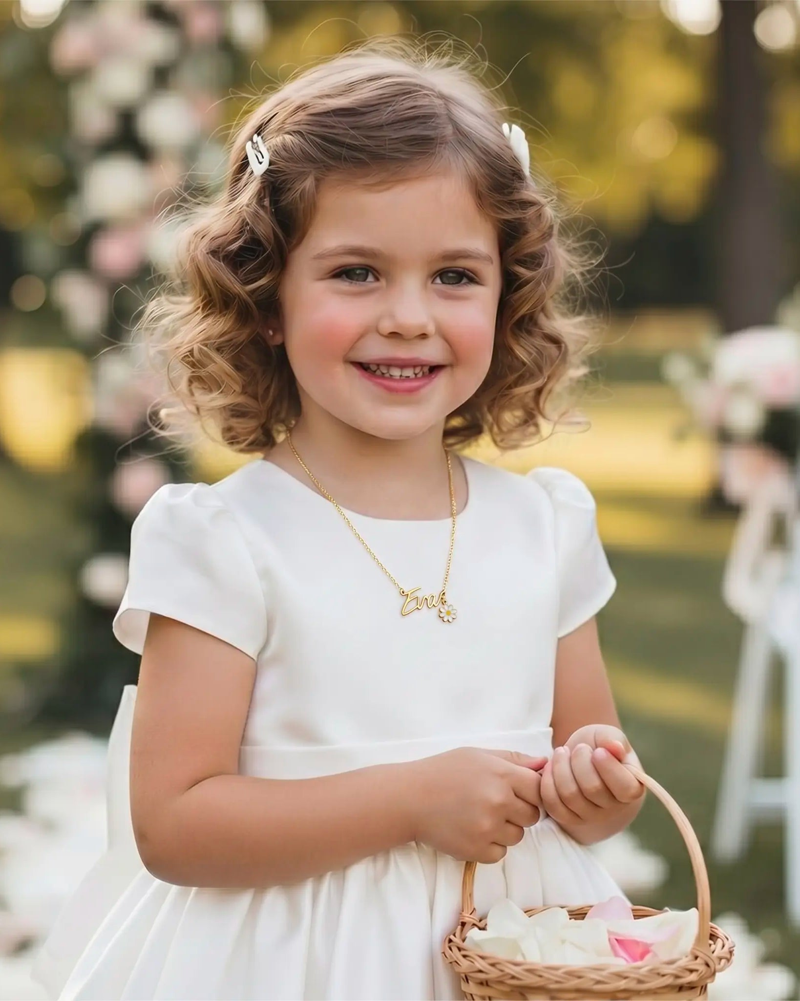 Flower Girl Personalised Name Necklace – Kids – Gold, Silver, Vermeil & Solid Silver