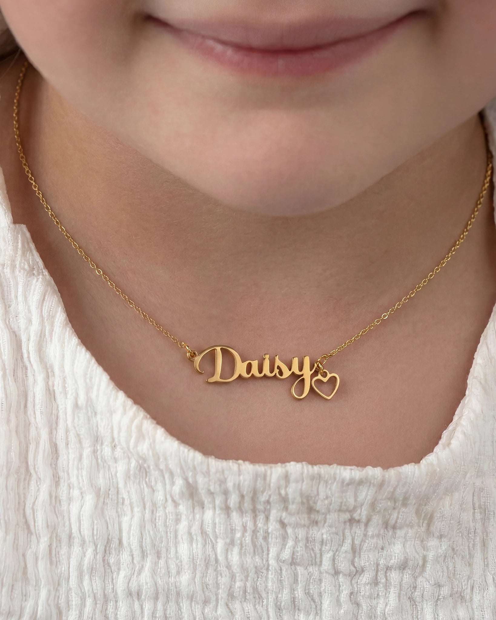 Kids Name Necklace – 9 Unique Designs & 200+ Charms – Waterproof, Hypoallergenic Children’s Jewellery Gift
