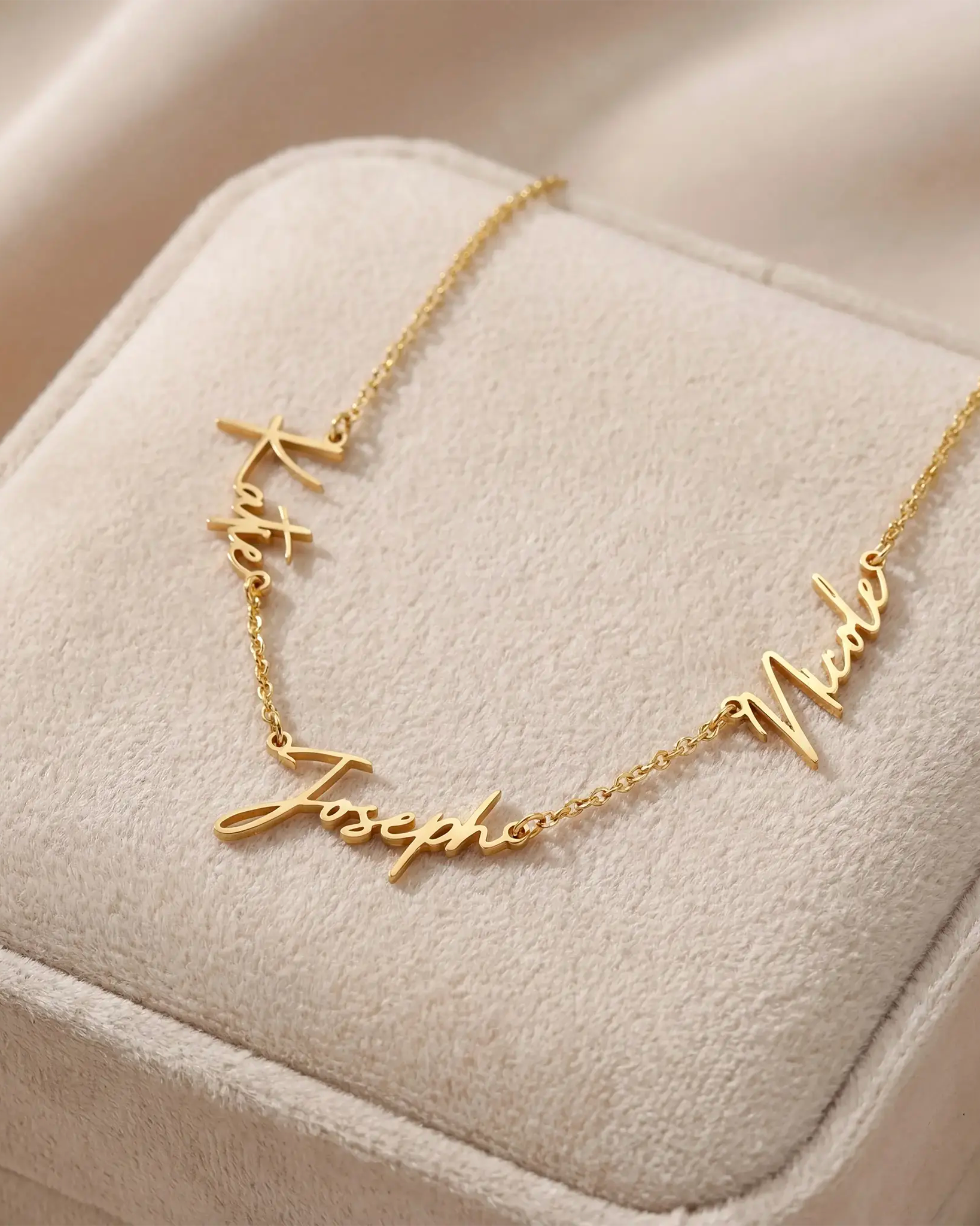 Triple Name Necklace in Gold, Silver or Vermeil – 3 Name Custom Necklace in 9 Designs