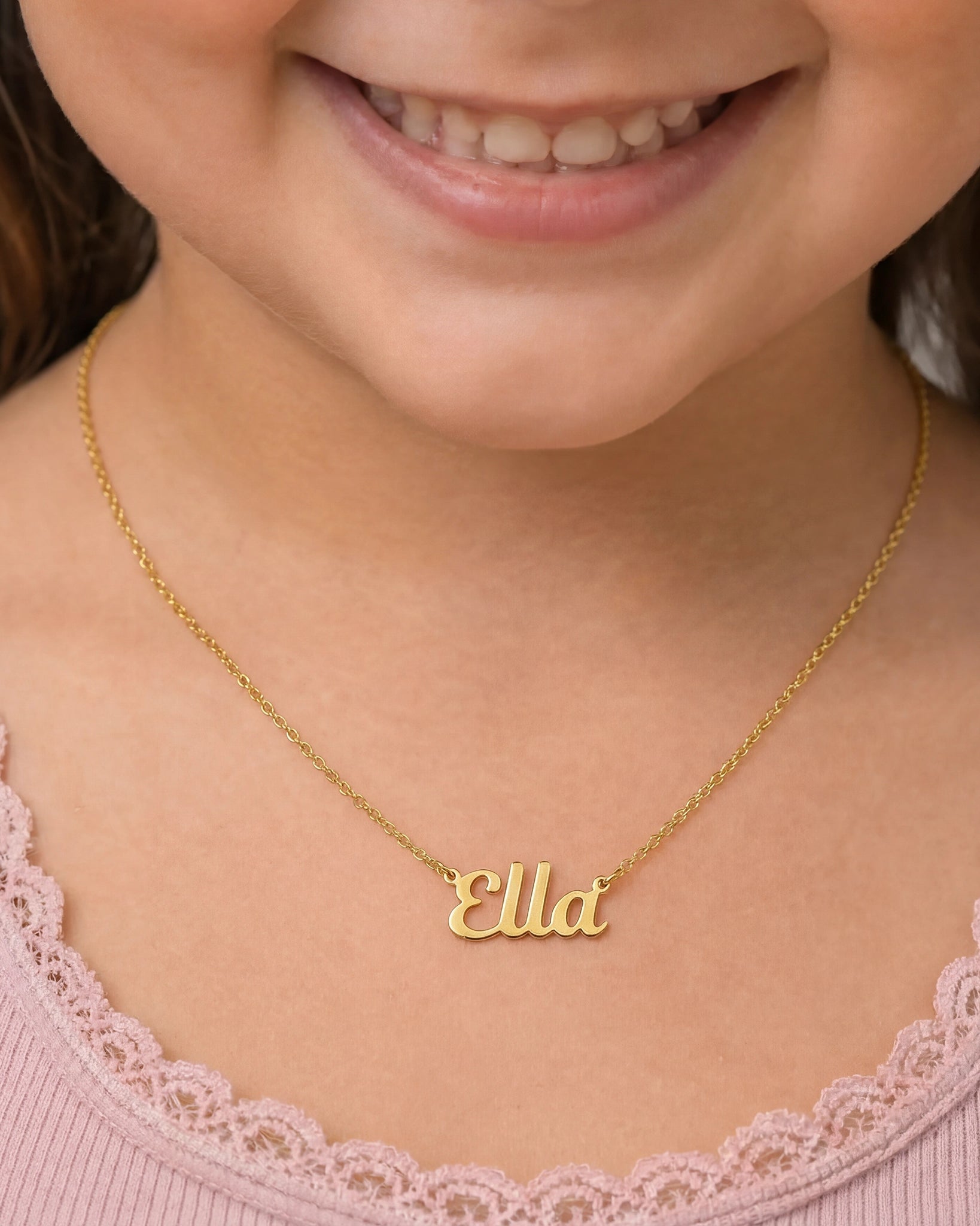 Kids Name Necklace – 9 Unique Designs & 200+ Charms – Waterproof, Hypoallergenic Children’s Jewellery Gift