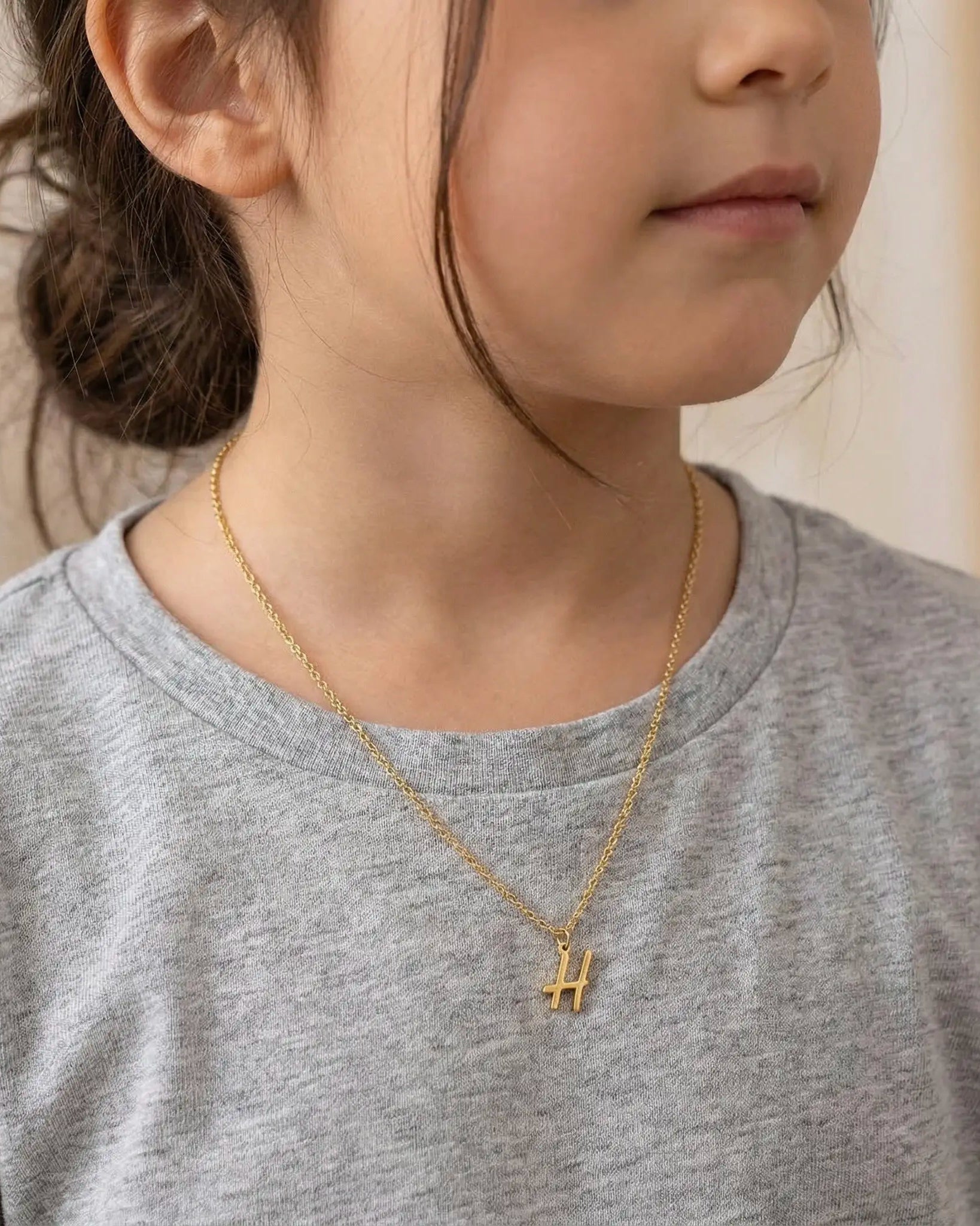 Kids Initial Necklace - Children's Initial Necklace in Gold & Silver