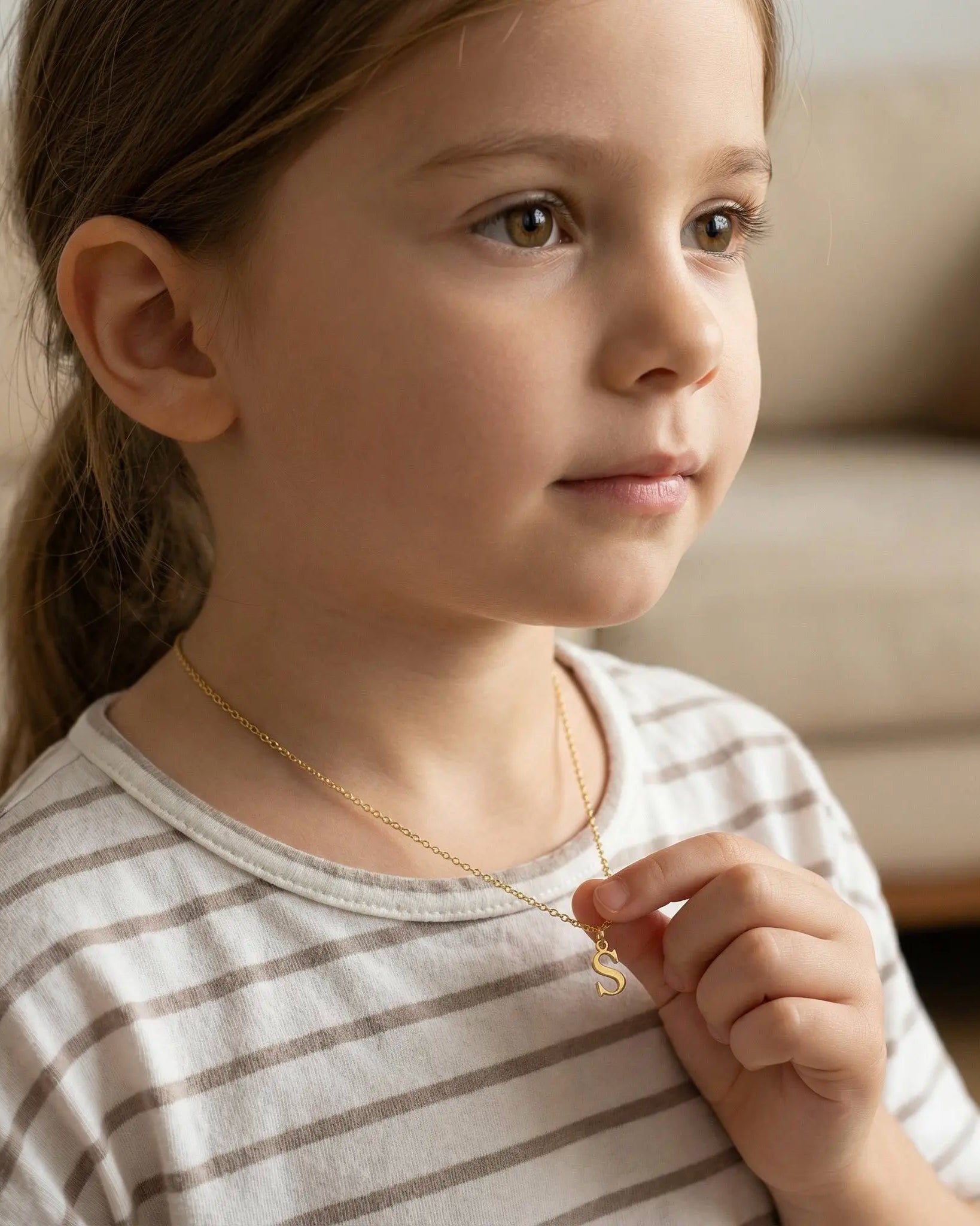 Kids Initial Necklace - Children's Initial Necklace in Gold & Silver