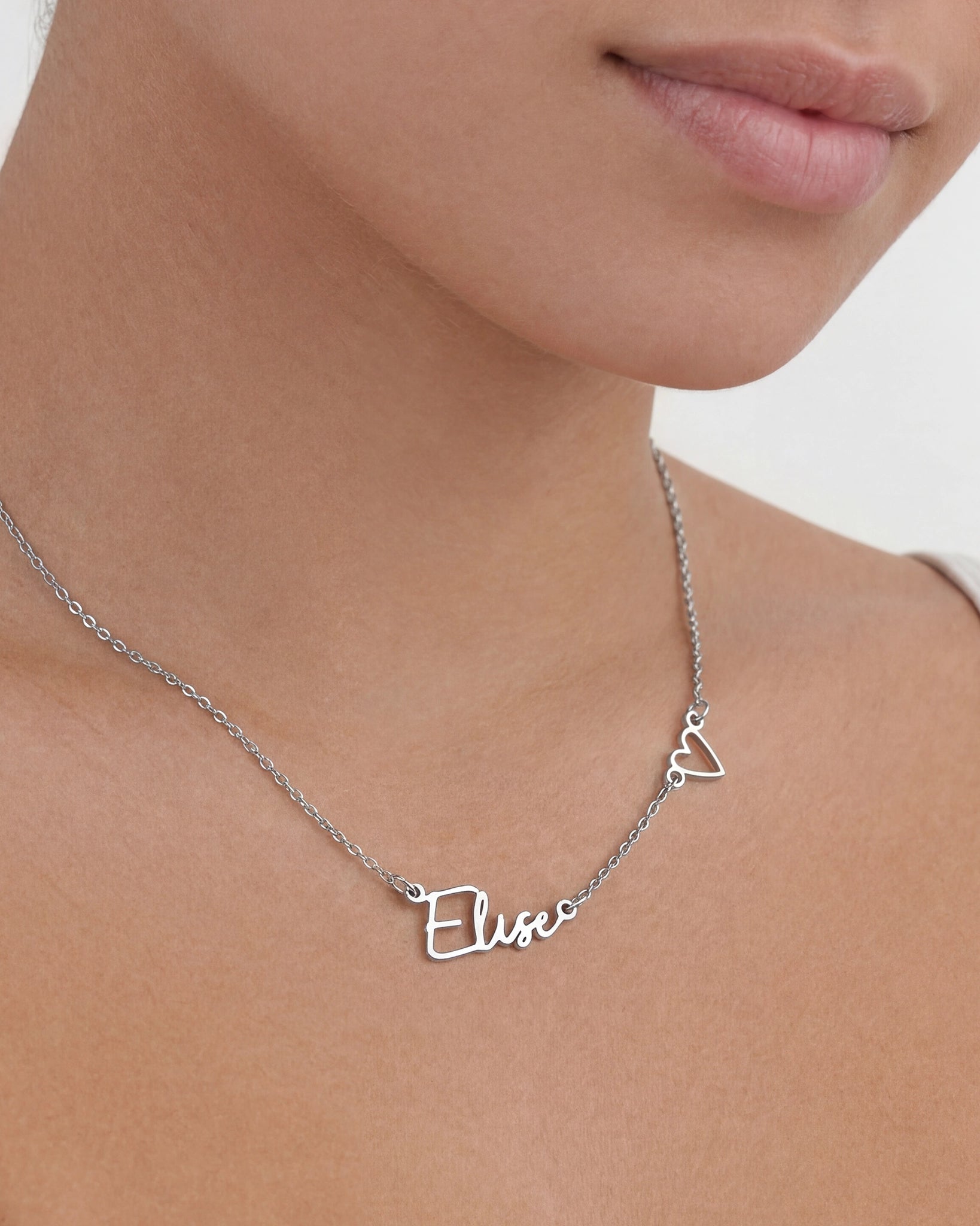 Personalised Name & Heart Necklace – Custom Gold, Silver & Vermeil Jewellery