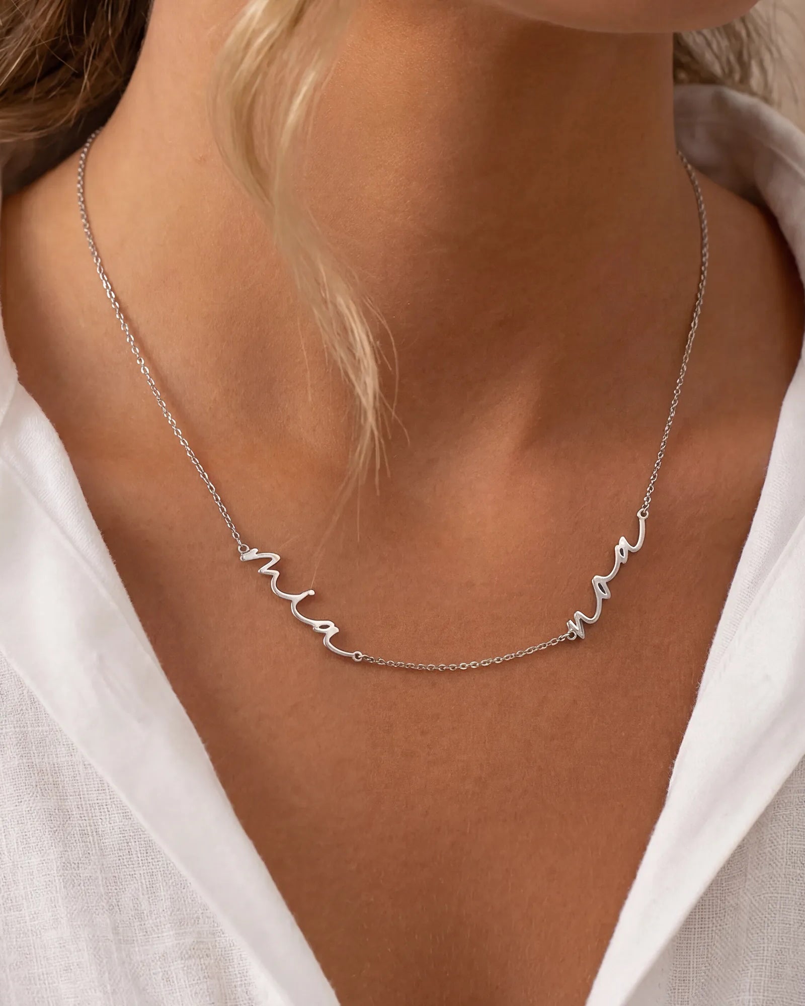 Personalised Double Name Necklace - 18ct Gold, Silver, Vermeil, Solid Silver, 24ct Gold, Platinum