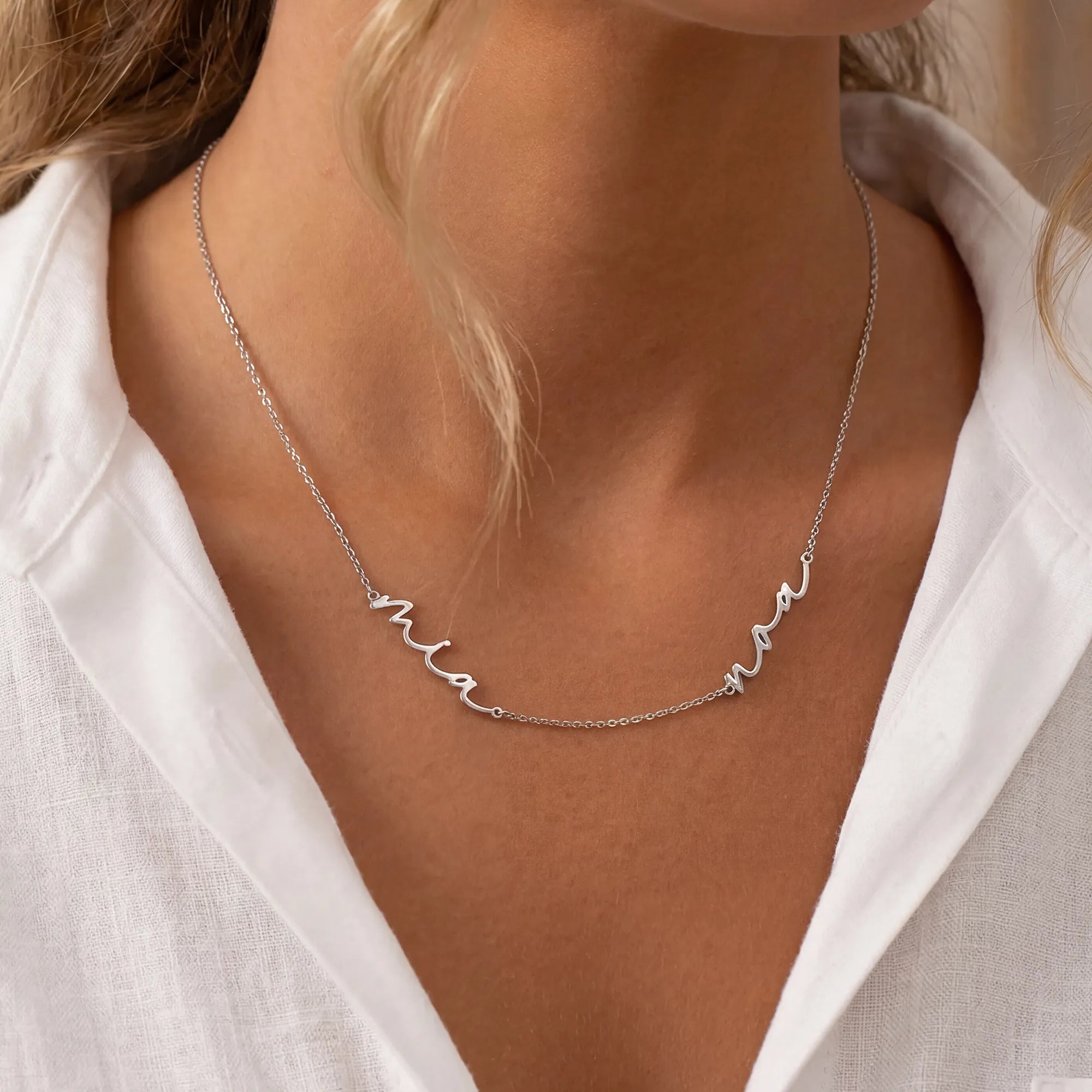 Personalised Double Name Necklace - 18ct Gold, Silver, Vermeil, Solid Silver, 24ct Gold, Platinum