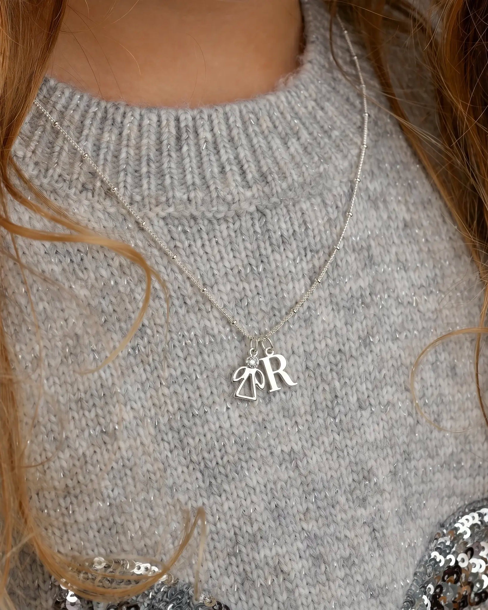 Guardian Angel Initial Necklace for Kids – Personalised Initial & Silver Guardian Angel Charm
