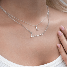 Personalised Name & Initial Necklace Layered Set – Custom Pair in Gold or Silver