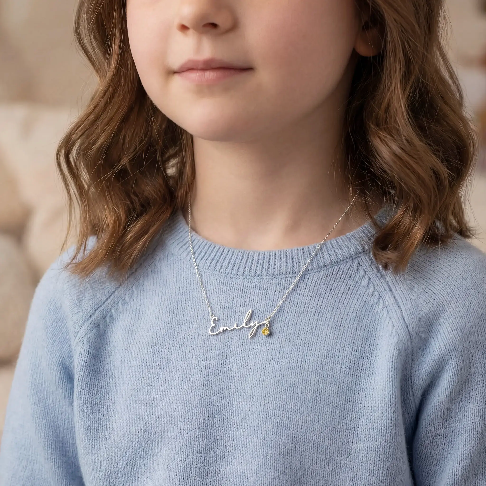 Kids Name Necklace "Ruby" – Personalised Children’s Jewellery in Gold or Silver – Font1