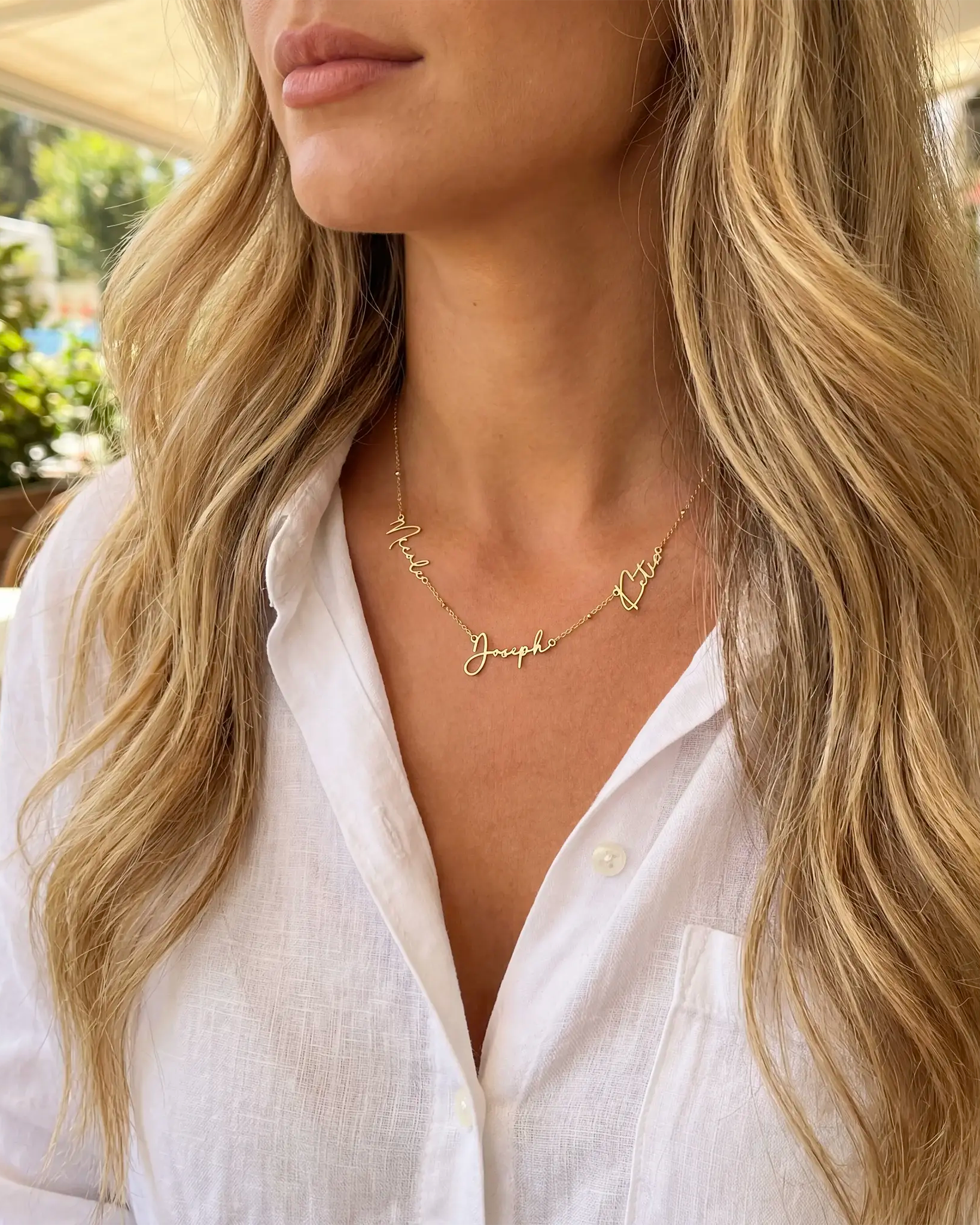 Triple Name Necklace in Gold, Silver or Vermeil – 3 Name Custom Necklace in 9 Designs