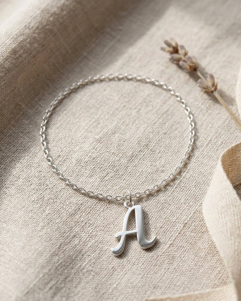 A Bracelet | Initial & Letter A Charm, Gold & Silver