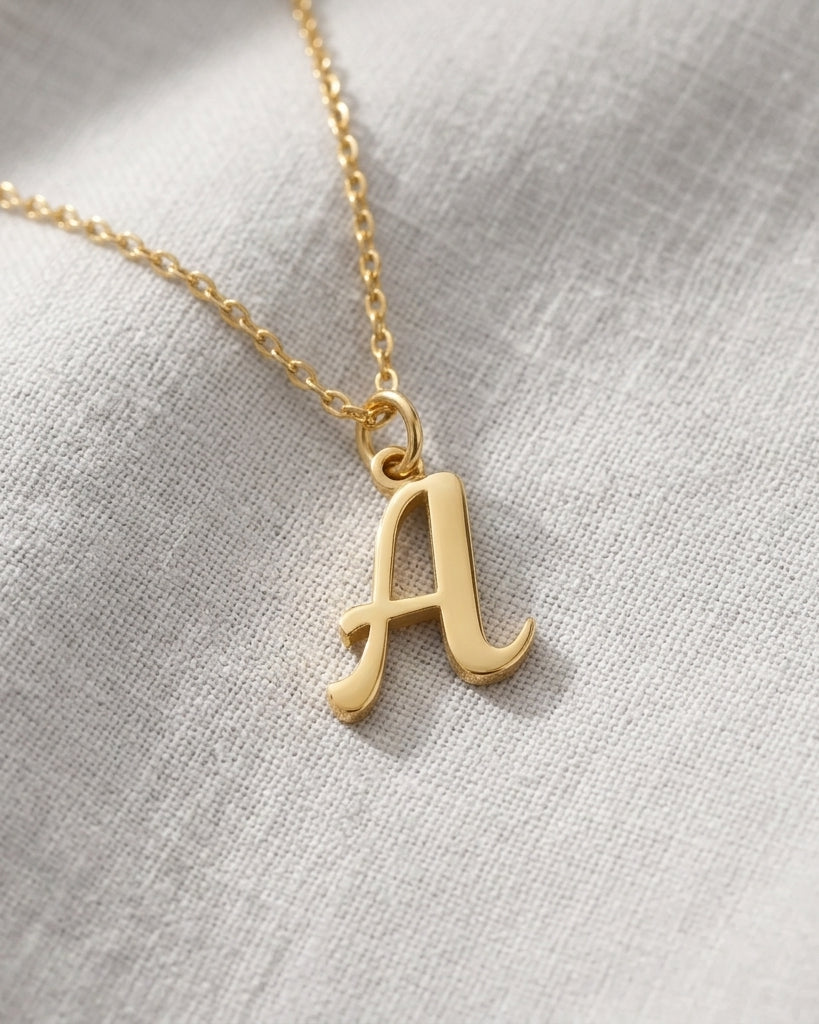 A Necklace | Initial & Letter A Pendant, Gold & Silver