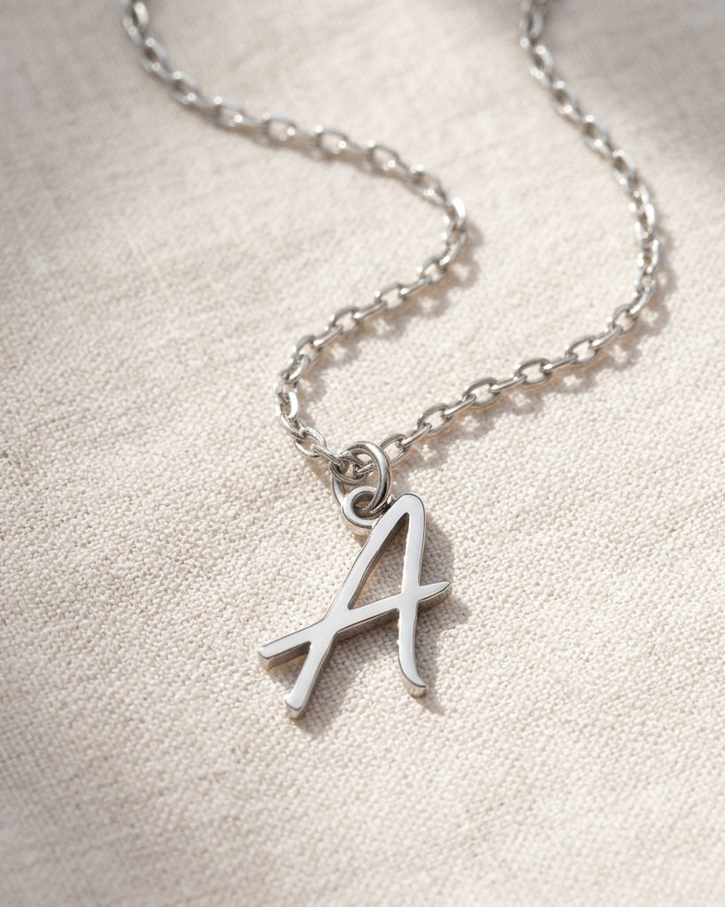 A Necklace | Initial & Letter A Pendant, Gold & Silver