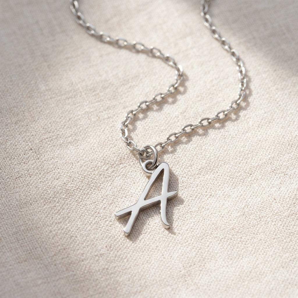 A Necklace | Initial & Letter A Pendant, Gold & Silver
