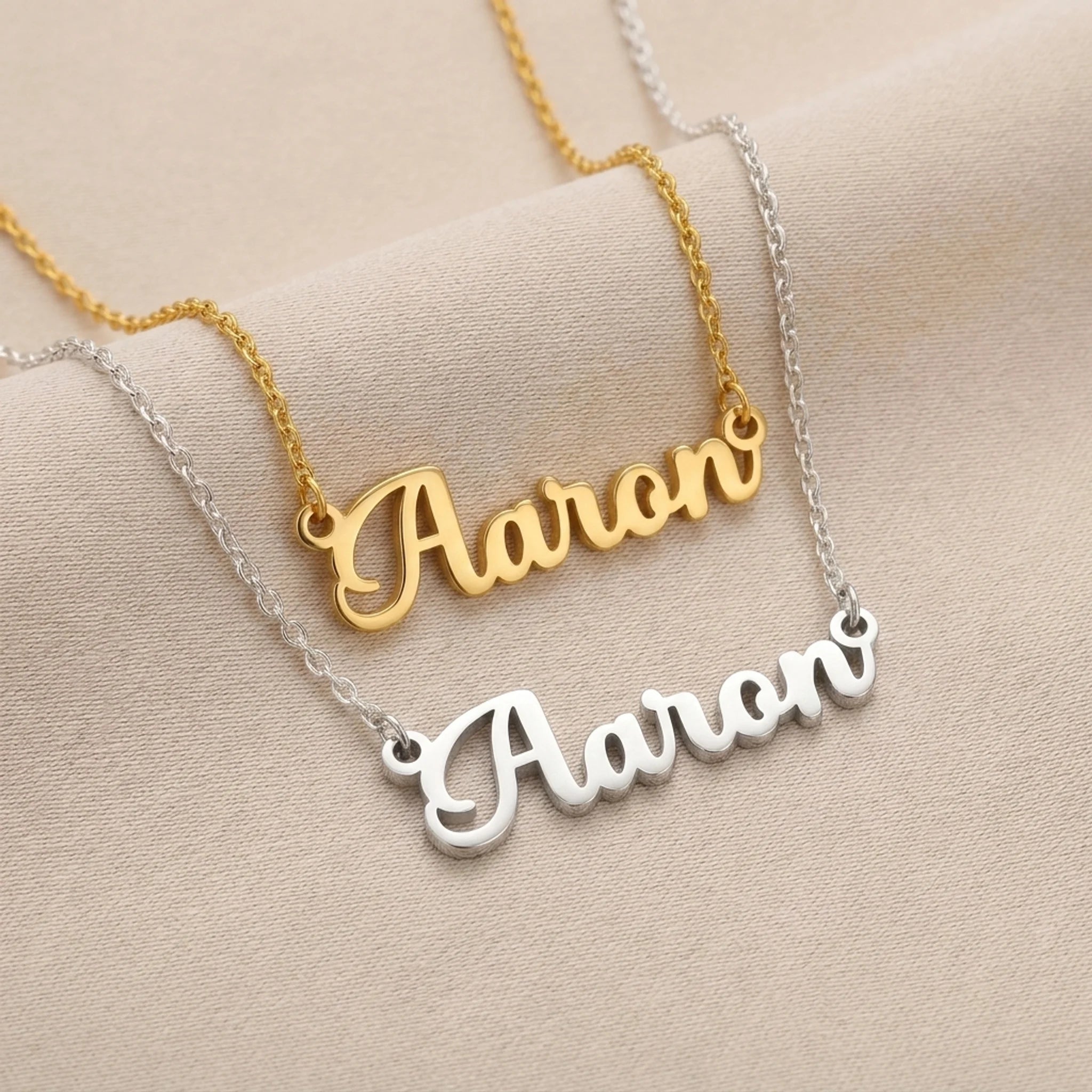 Aaron Name Necklace | 18ct Gold, Silver & Vermeil | Ready to Ship