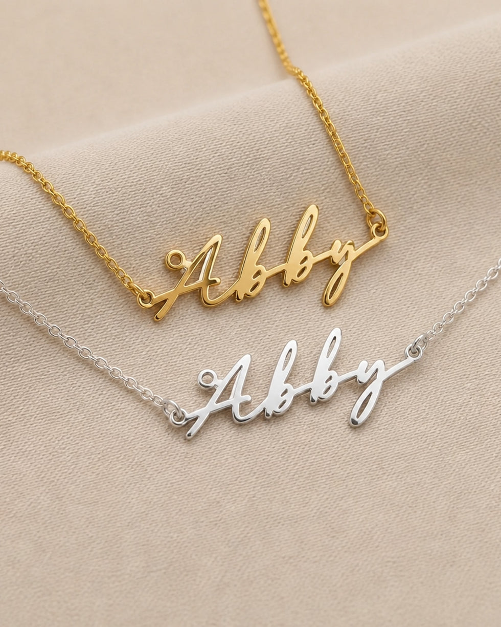 Abby Name Necklace | 18ct Gold, Silver & Vermeil | Ready to Ship