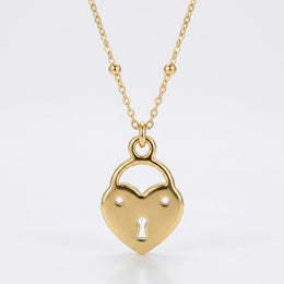 Heart Love Lock Charm Necklace & Bracelet