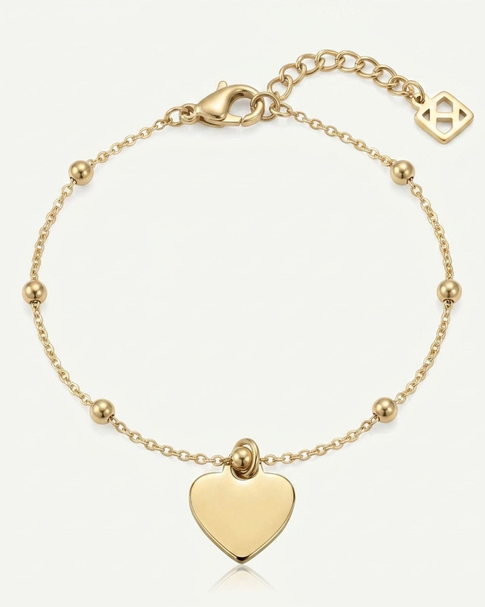Solid Heart Charm Necklace & Bracelet