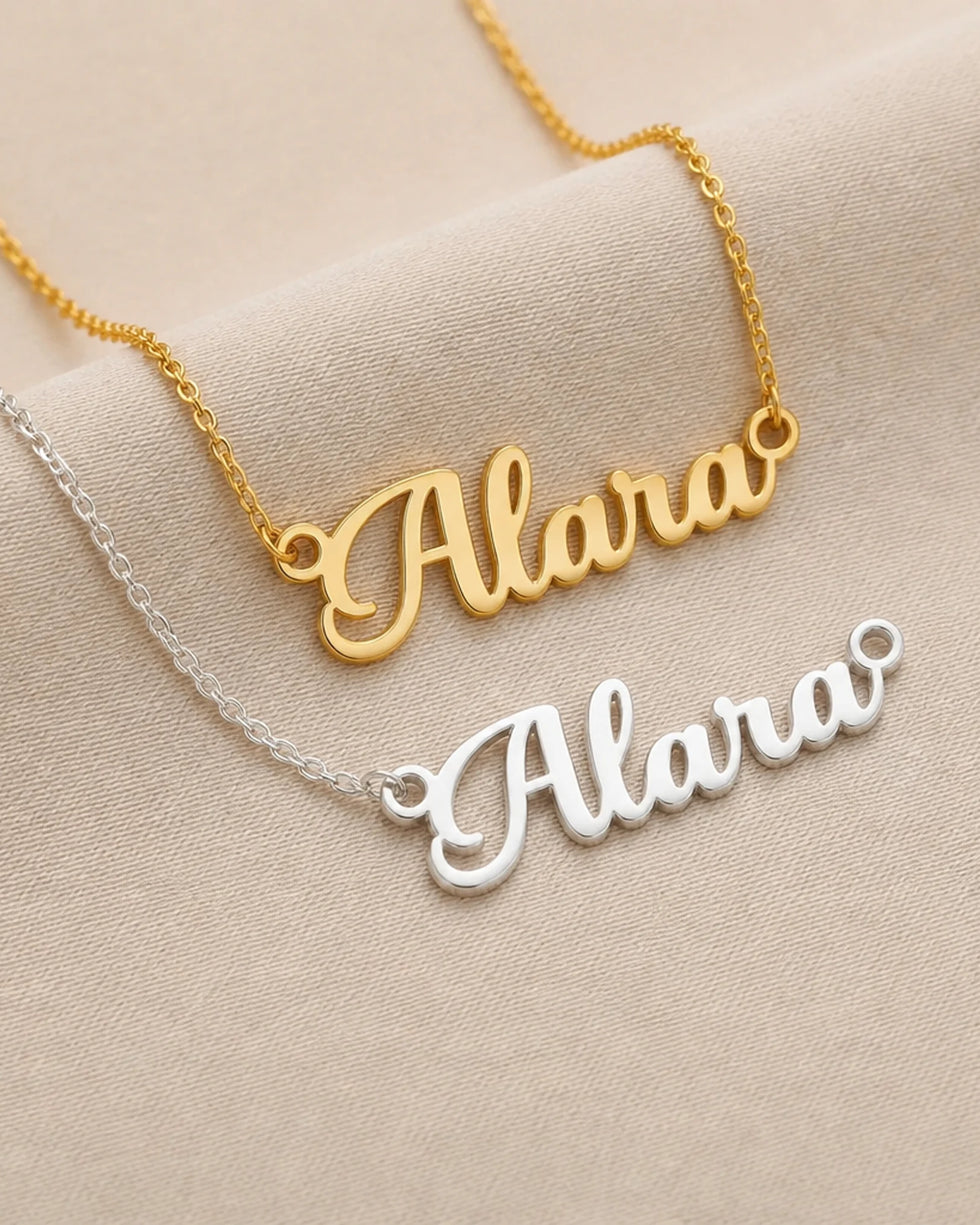 Alara Name Necklace | 18ct Gold, Silver & Vermeil | Ready to Ship