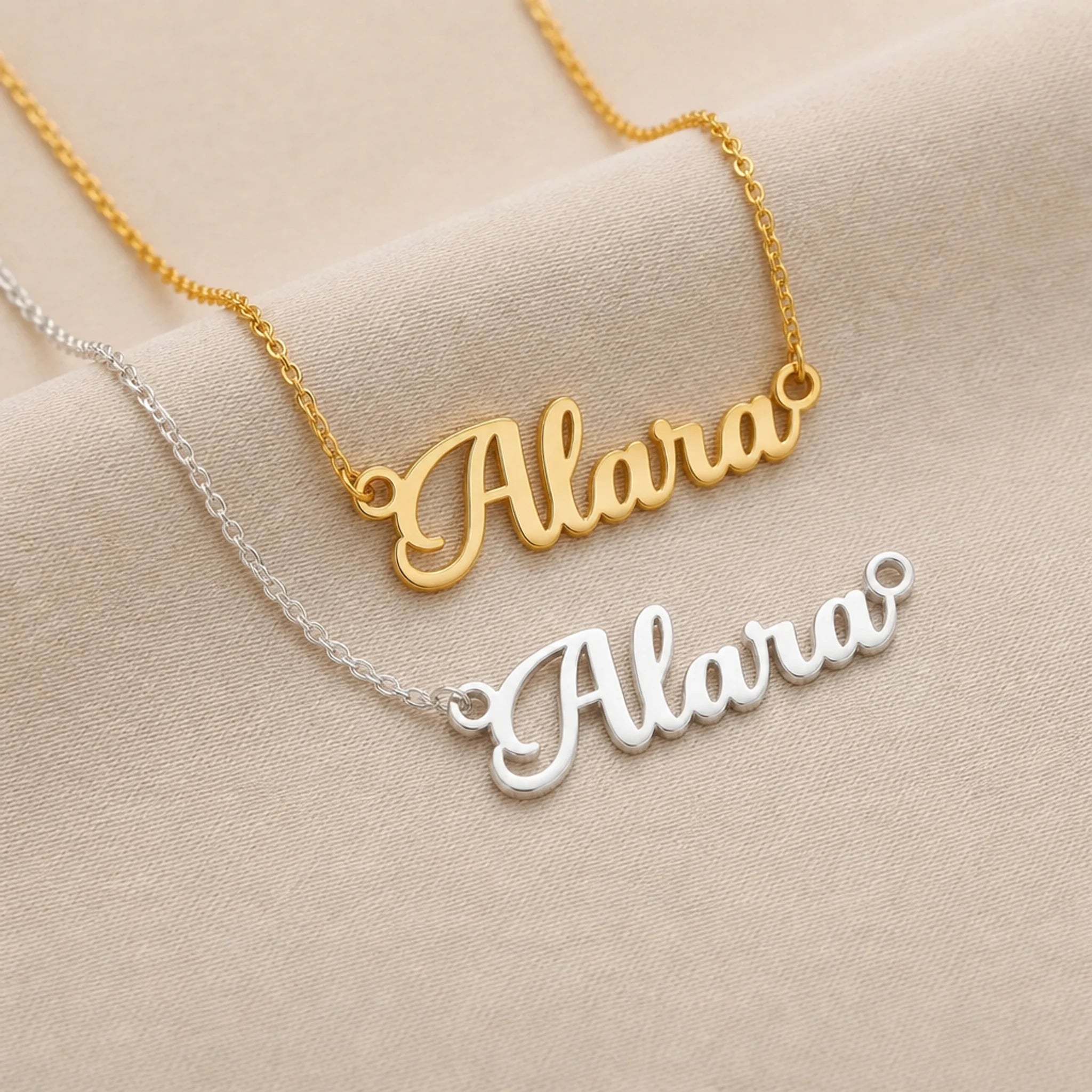 Alara Name Necklace | 18ct Gold, Silver & Vermeil | Ready to Ship