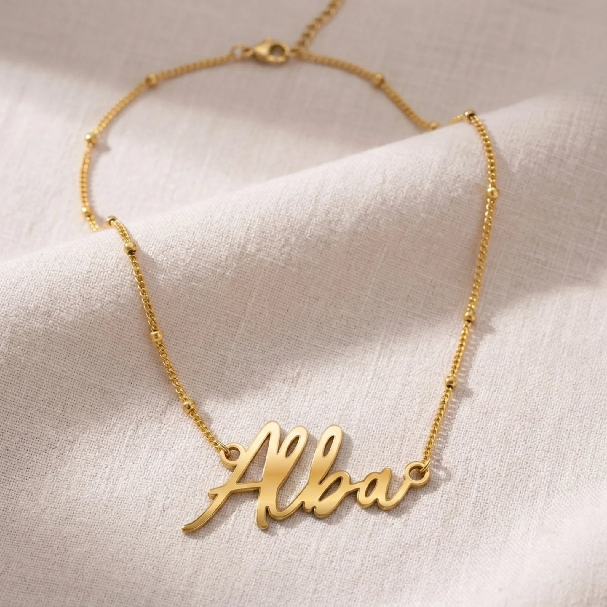 Alba Name Necklace | 18ct Gold, Silver & Vermeil | Ready to Ship
