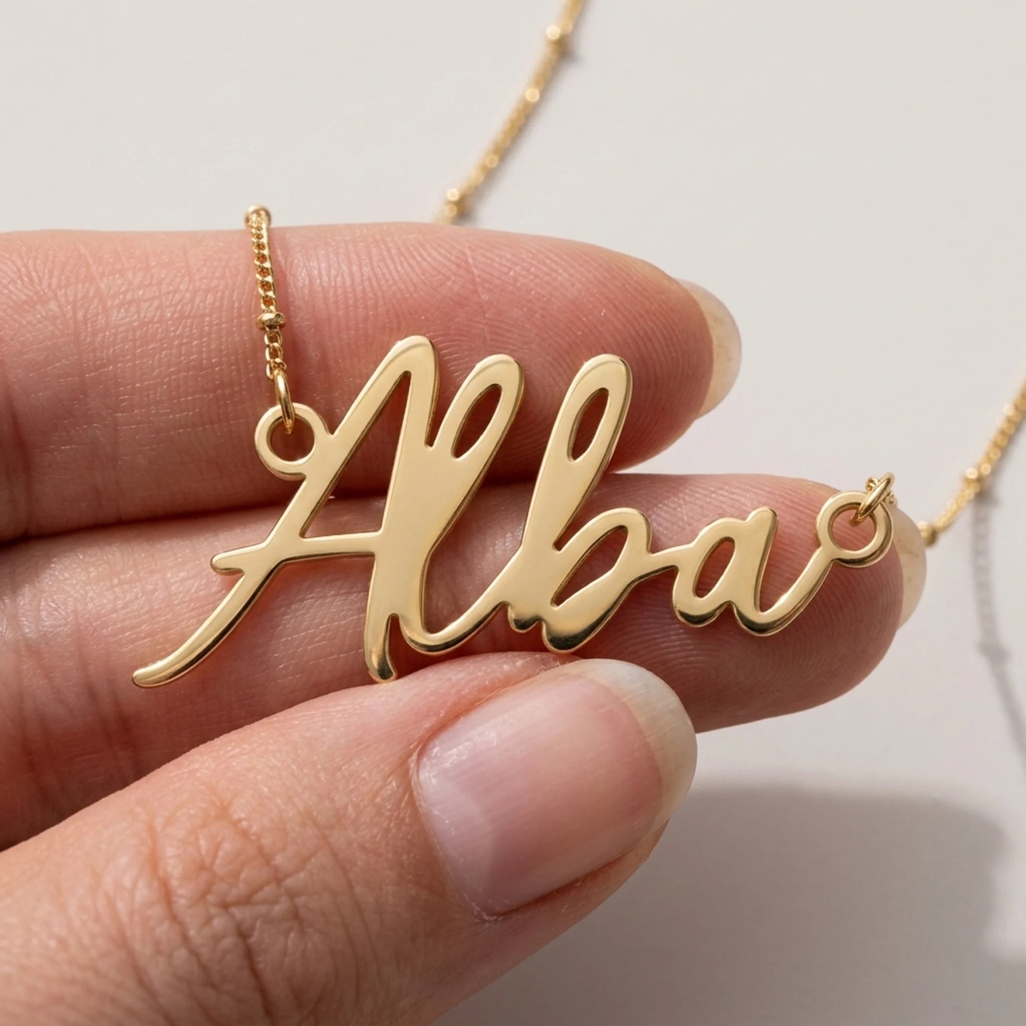 Alba Name Necklace | 18ct Gold, Silver & Vermeil | Ready to Ship