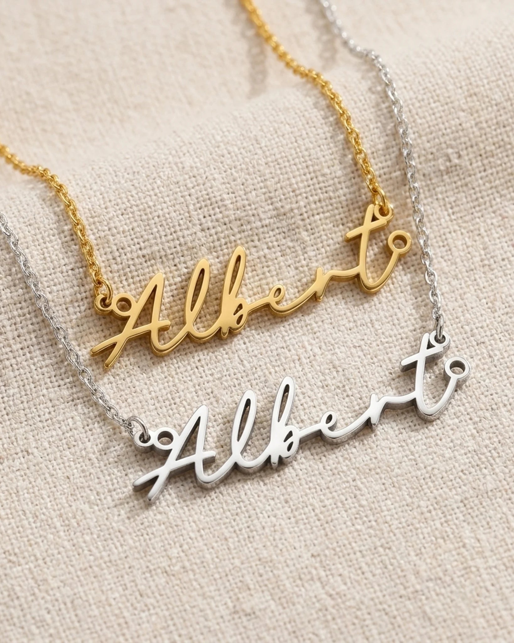 Albert Name Necklace | 18ct Gold, Silver & Vermeil | Ready to Ship