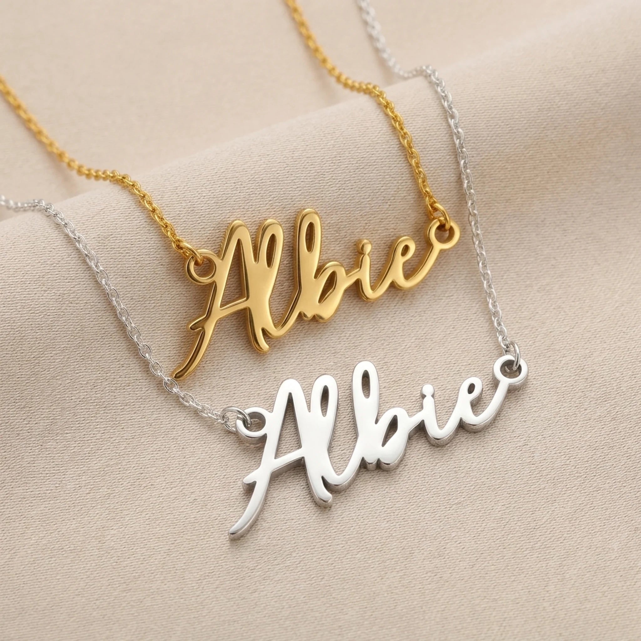 Albie Name Necklace | 18ct Gold, Silver & Vermeil | Ready to Ship