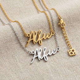 Alfie Name Necklace | 18ct Gold, Silver & Vermeil | Ready to Ship
