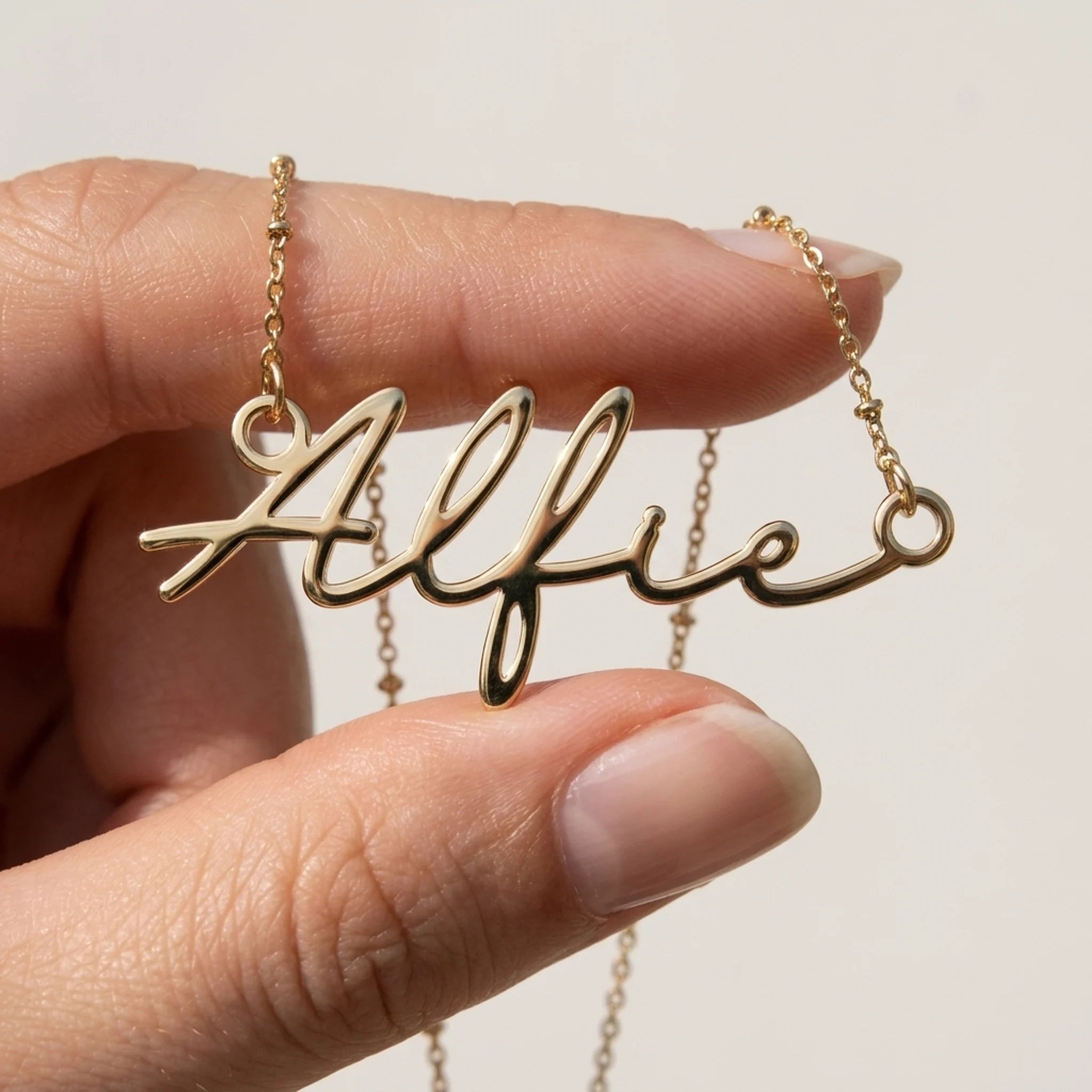Alfie Name Necklace | 18ct Gold, Silver & Vermeil | Ready to Ship
