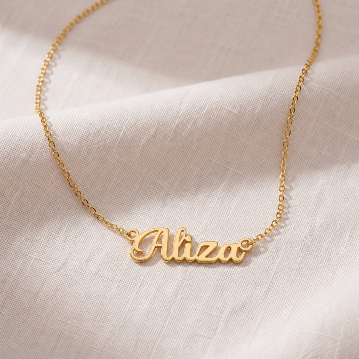 Aliza Name Necklace | 18ct Gold, Silver & Vermeil | Ready to Ship