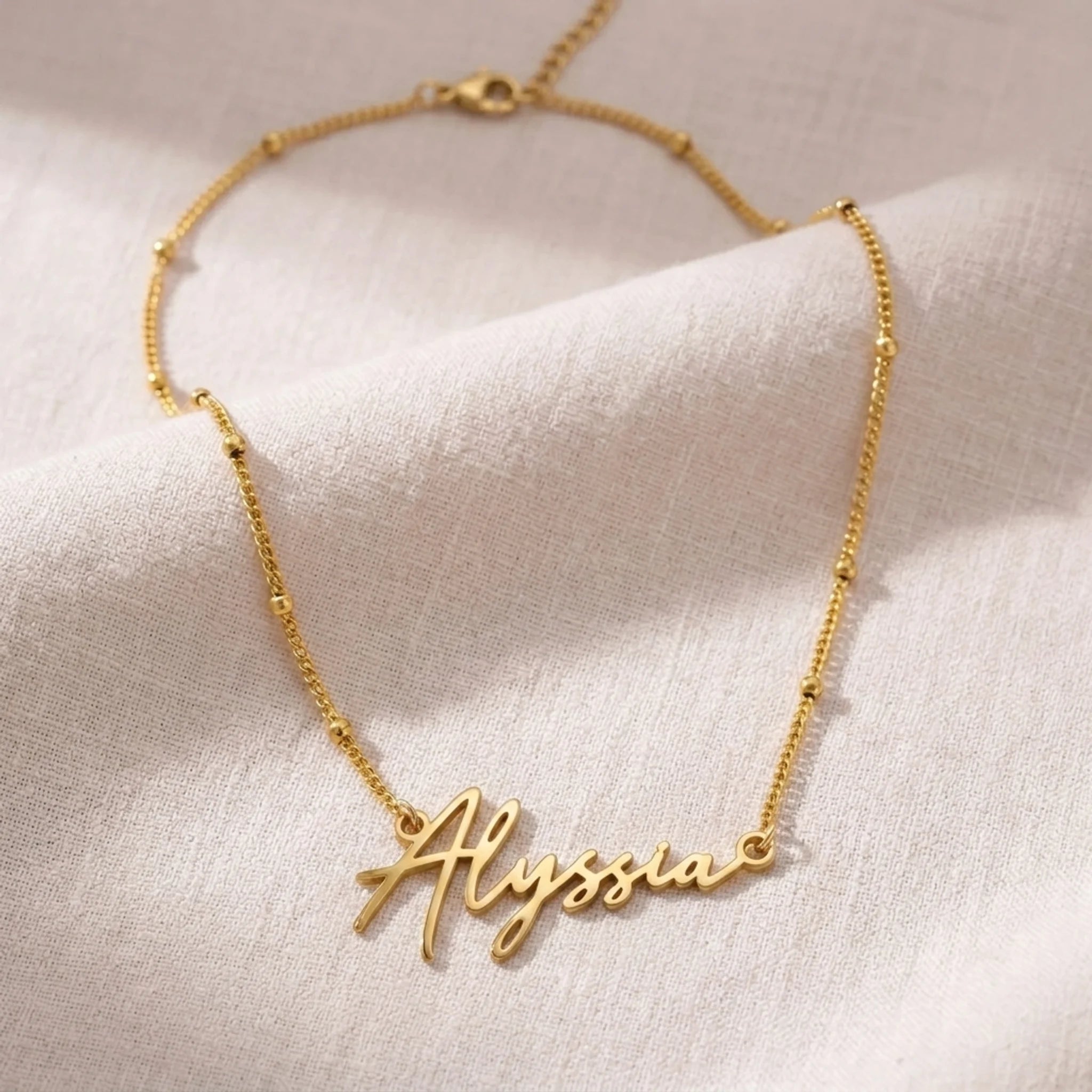 Alyssia Name Necklace | 18ct Gold, Silver & Vermeil | Ready to Ship