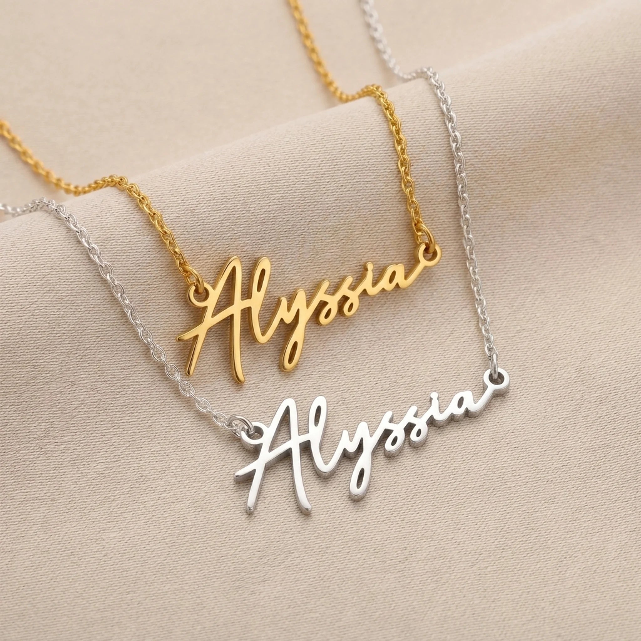 Alyssia Name Necklace | 18ct Gold, Silver & Vermeil | Ready to Ship