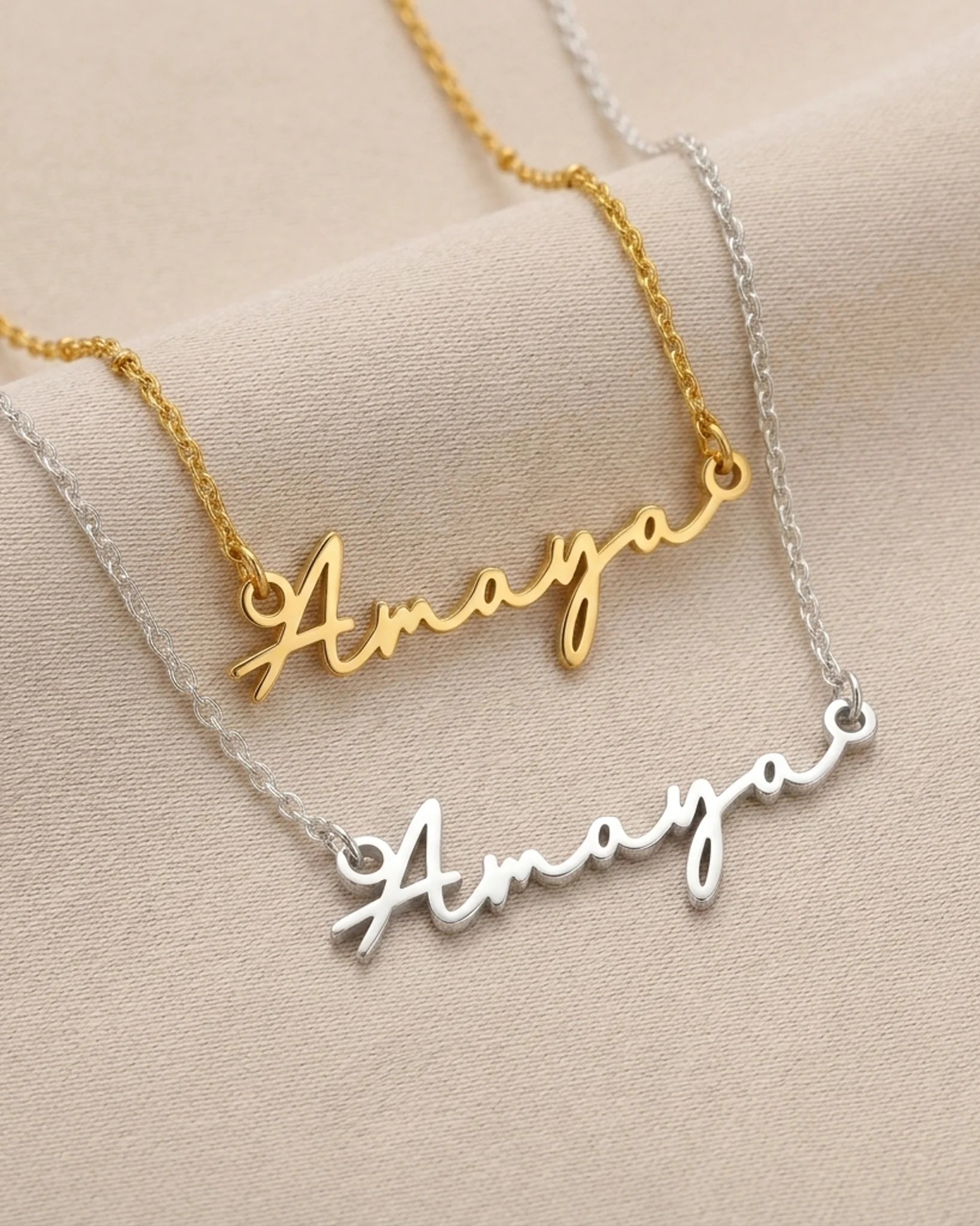 Amaya Name Necklace | 18ct Gold, Silver & Vermeil | Ready to Ship