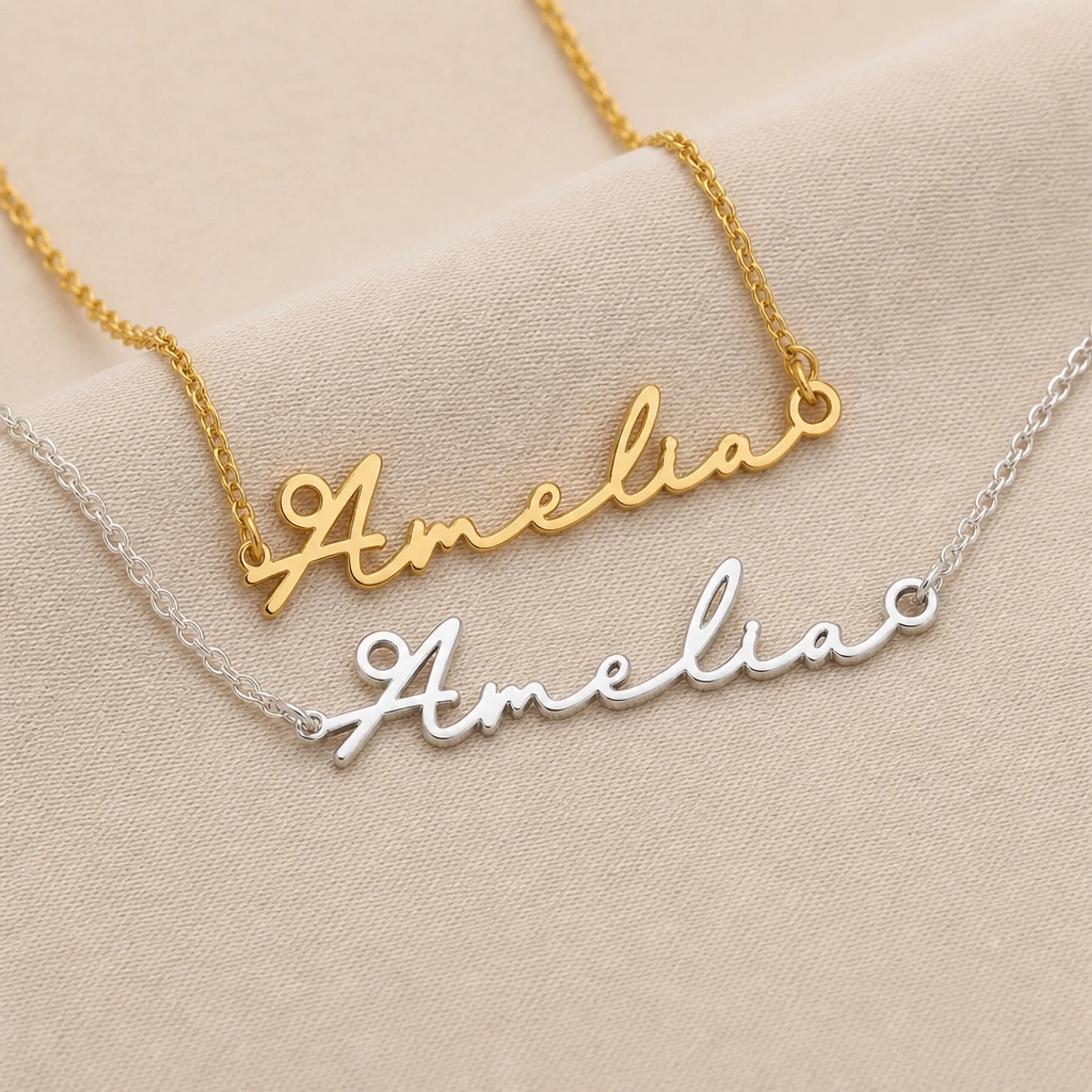 Amelia Name Necklace | 18ct Gold, Silver & Vermeil | Ready to Ship