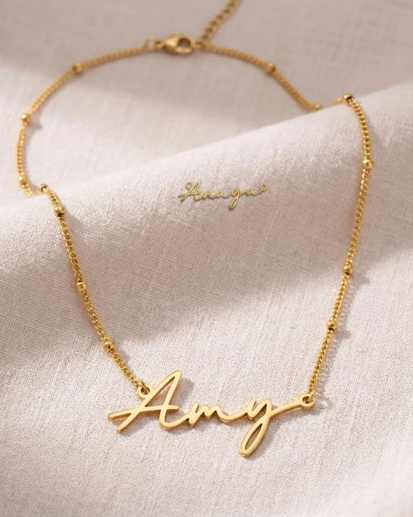 Anaya Name Necklace | 18ct Gold, Silver & Vermeil | Ready to Ship