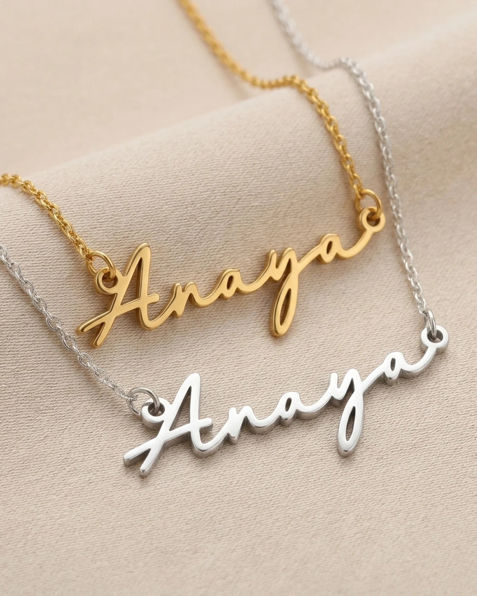 Anaya Name Necklace | 18ct Gold, Silver & Vermeil | Ready to Ship