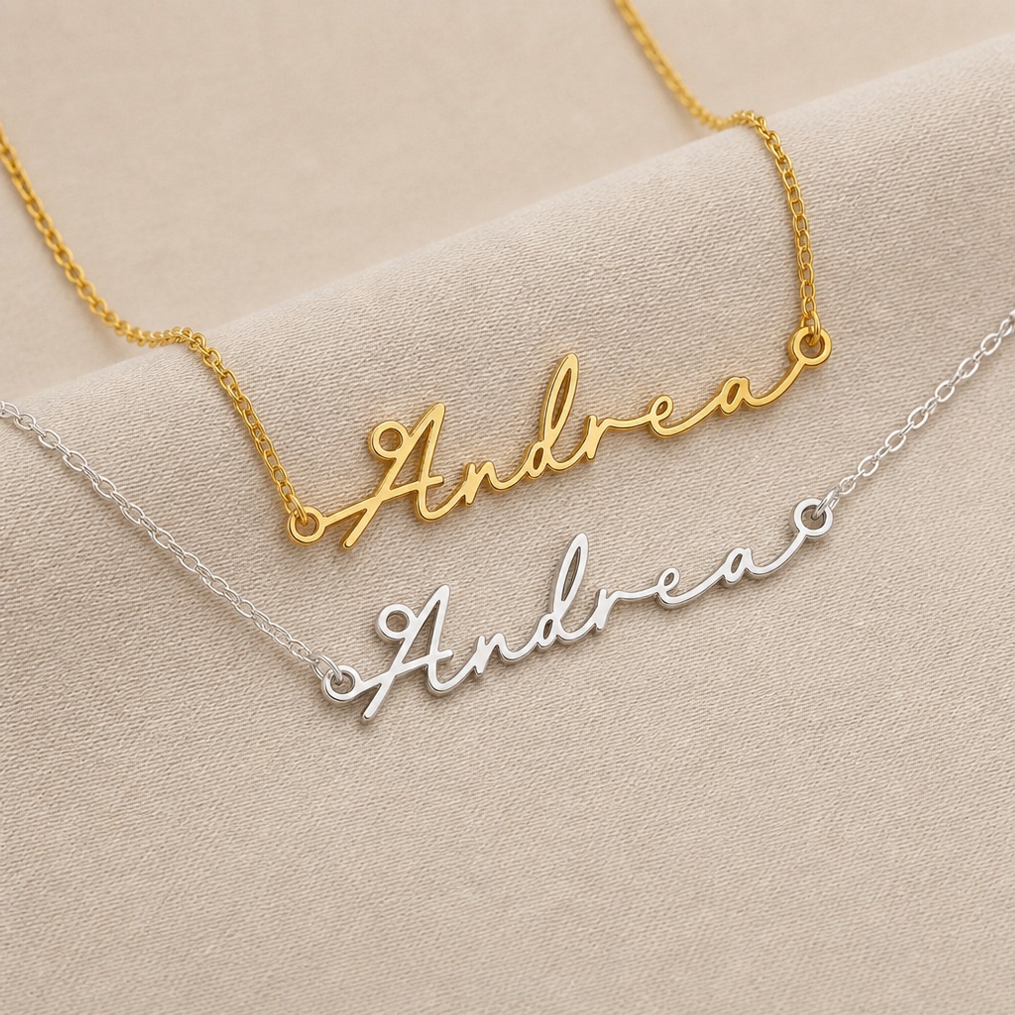 Andrea Name Necklace | 18ct Gold, Silver & Vermeil | Ready to Ship