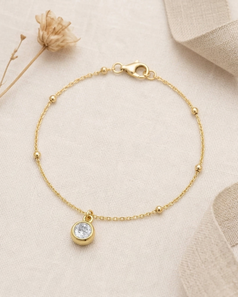 April Birthstone Bracelet | Crystal, Gold & Silver