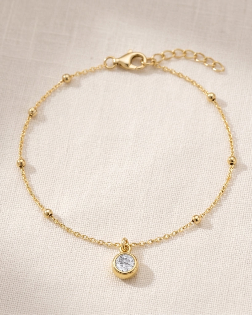 April Birthstone Bracelet | Crystal, Gold & Silver