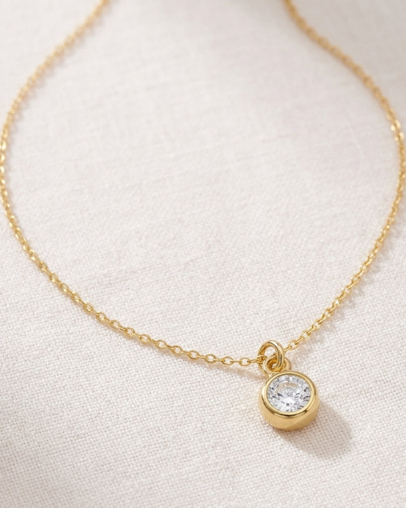 April Birthstone Necklace | Crystal, Gold & Silver