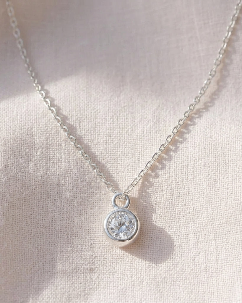 April Birthstone Necklace | Crystal, Gold & Silver